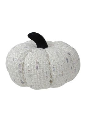 7 inch Ivory Knitted Fall Harvest Tabletop Pumpkin