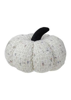 7 inch Ivory Knitted Fall Harvest Tabletop Pumpkin