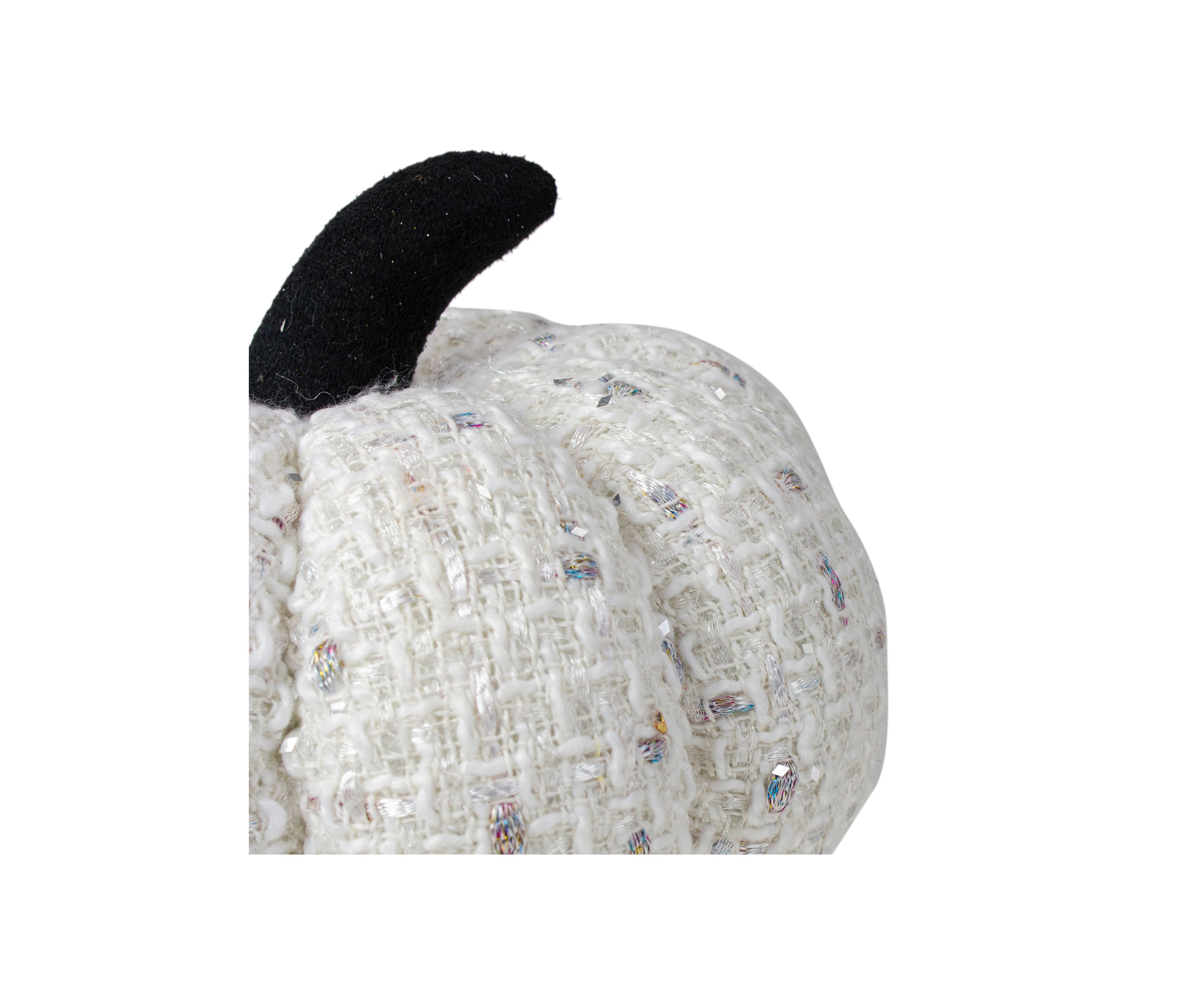 7 inch Ivory Knitted Fall Harvest Tabletop Pumpkin
