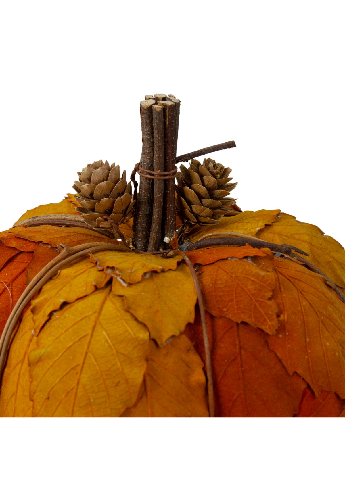 7.5 inch Orange and Brown Fall Harvest Tabletop Pumpkin