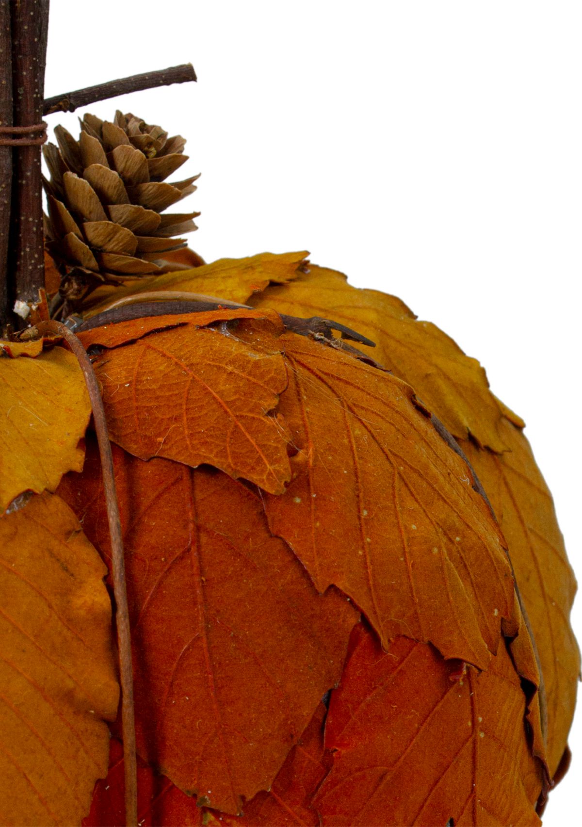 7.5 inch Orange and Brown Fall Harvest Tabletop Pumpkin