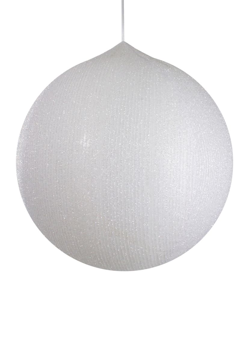 19.5-inch White Tinsel Inflatable Christmas Ball Ornament Outdoor Decor