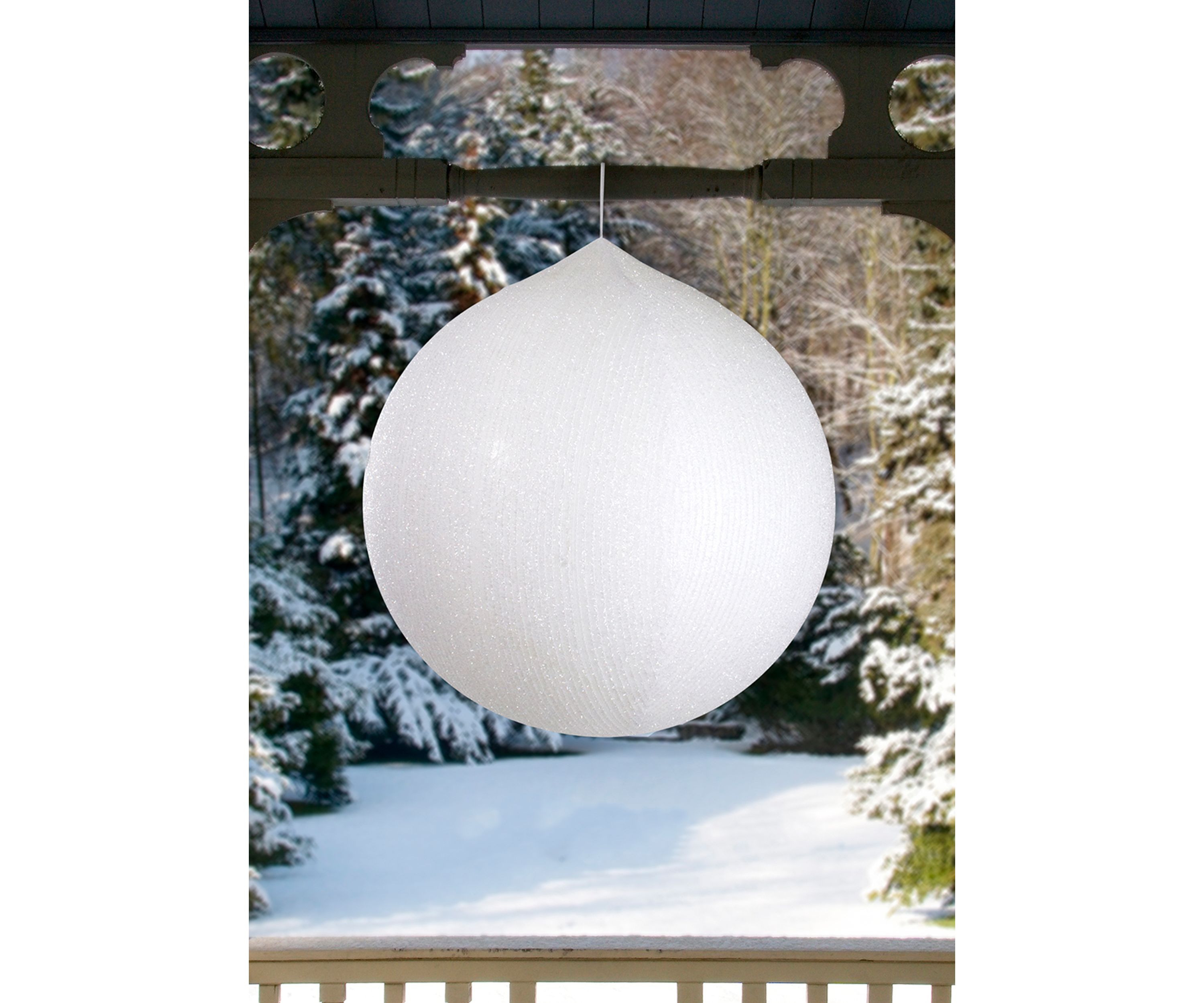 19.5-inch White Tinsel Inflatable Christmas Ball Ornament Outdoor Decor