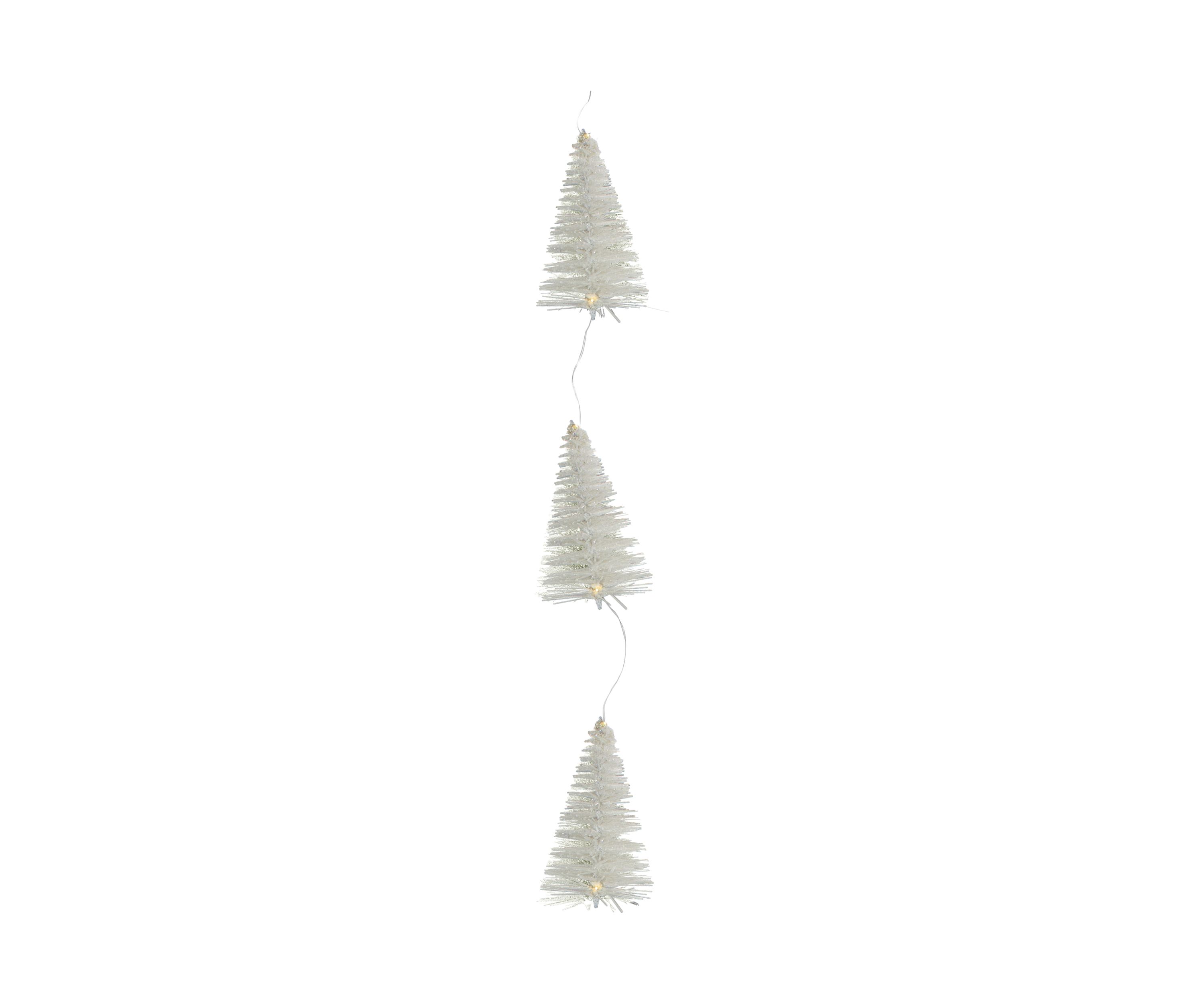 6.5 LED Lighted White Mini Sisal Tree Christmas Garland - Warm White Lights