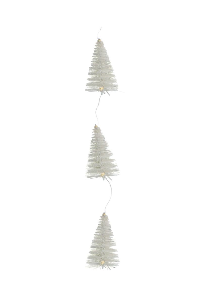 6.5 LED Lighted White Mini Sisal Tree Christmas Garland - Warm White Lights