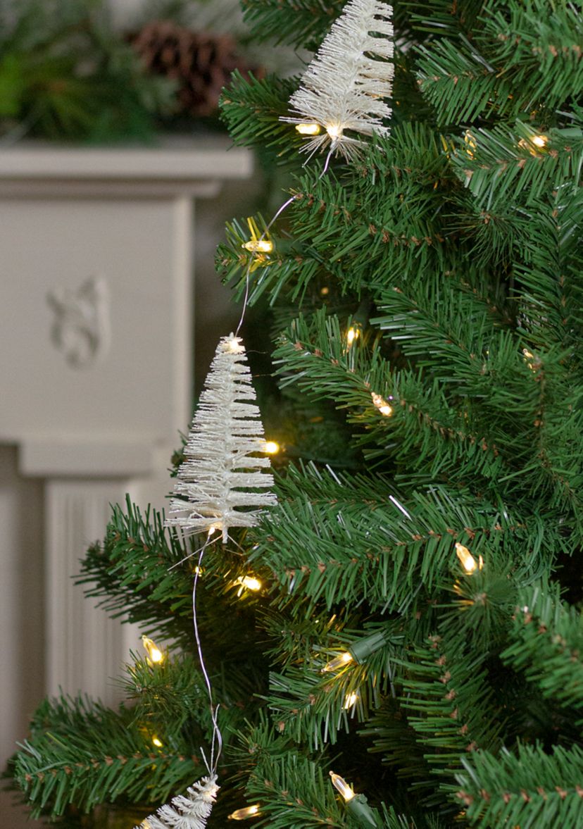 6.5 LED Lighted White Mini Sisal Tree Christmas Garland - Warm White Lights