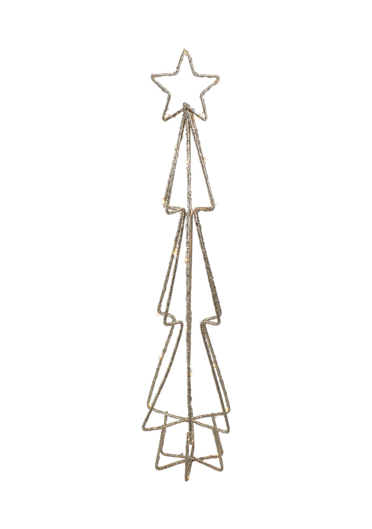 17.5Inch LED Lighted B/O Gold Glittered Wire Christmas Cone Tree - Warm White Lights