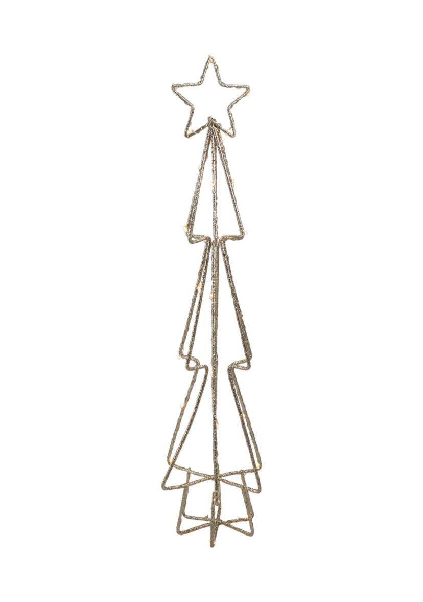 17.5Inch LED Lighted B/O Gold Glittered Wire Christmas Cone Tree - Warm White Lights