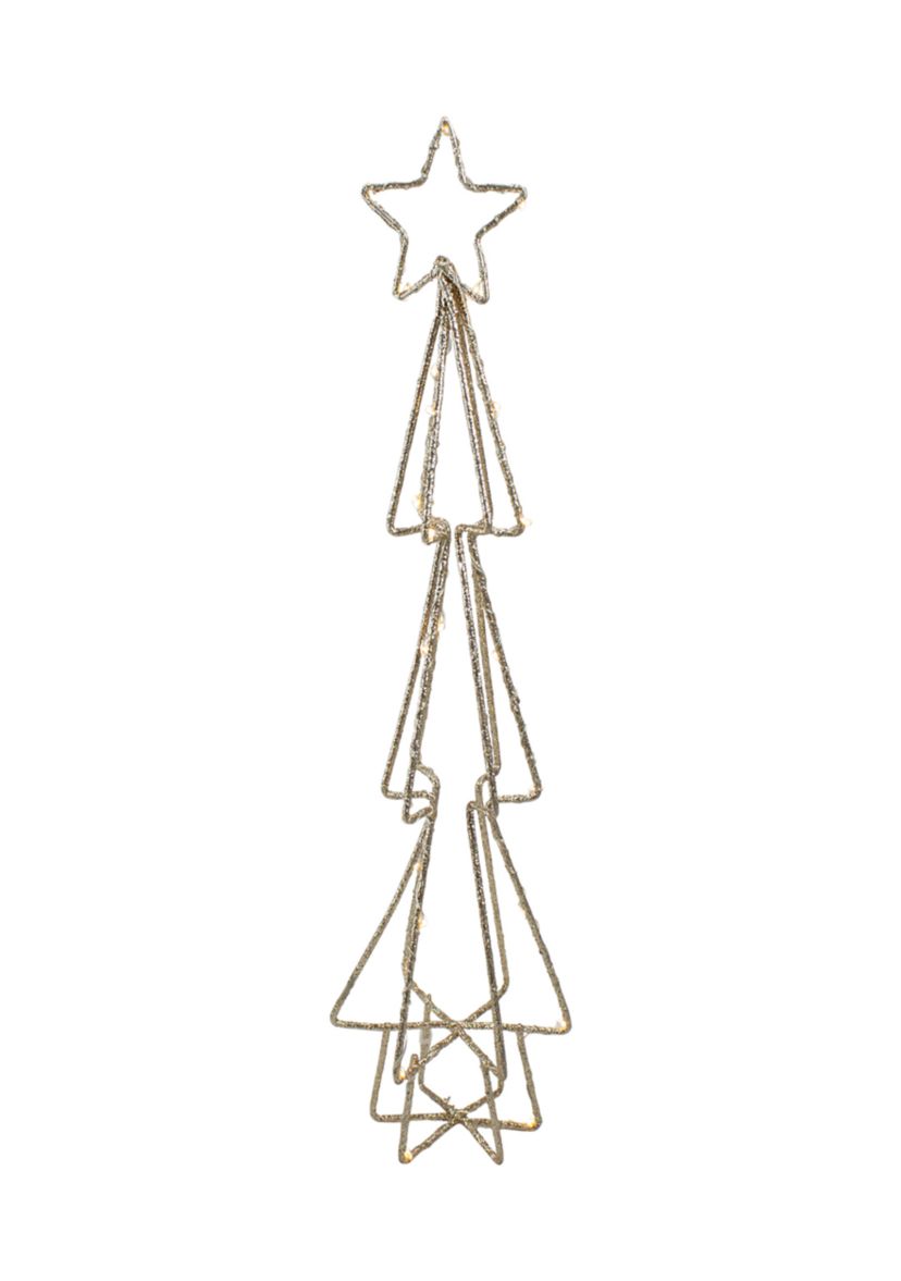 17.5Inch LED Lighted B/O Gold Glittered Wire Christmas Cone Tree - Warm White Lights