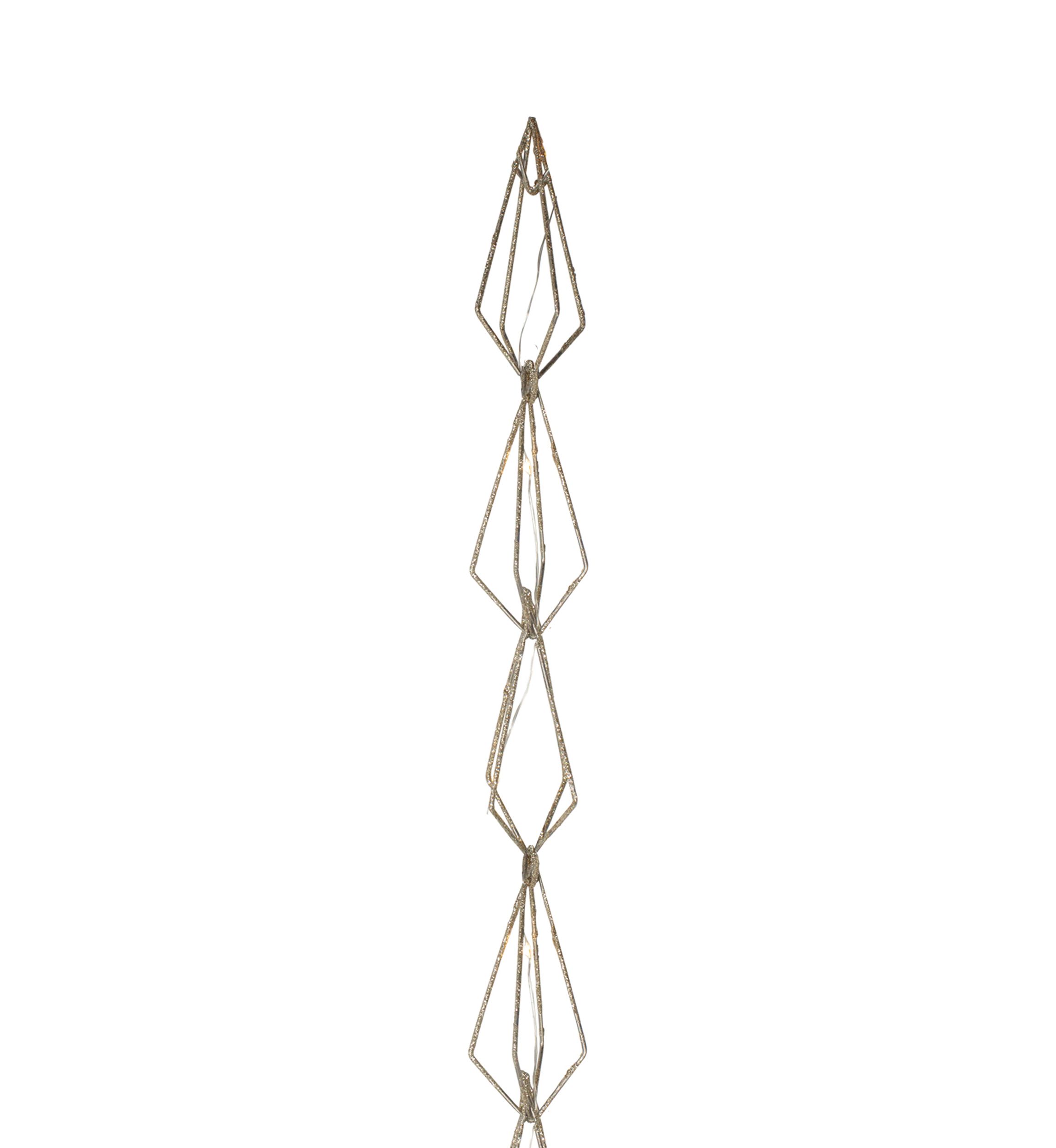 5.75Inch LED Lighted B/O Gold Wire Diamond Christmas Garland - Warm White Lights