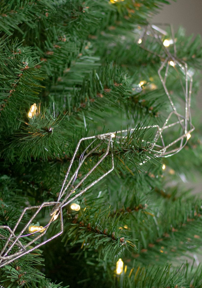 5.75Inch LED Lighted B/O Gold Wire Diamond Christmas Garland - Warm White Lights