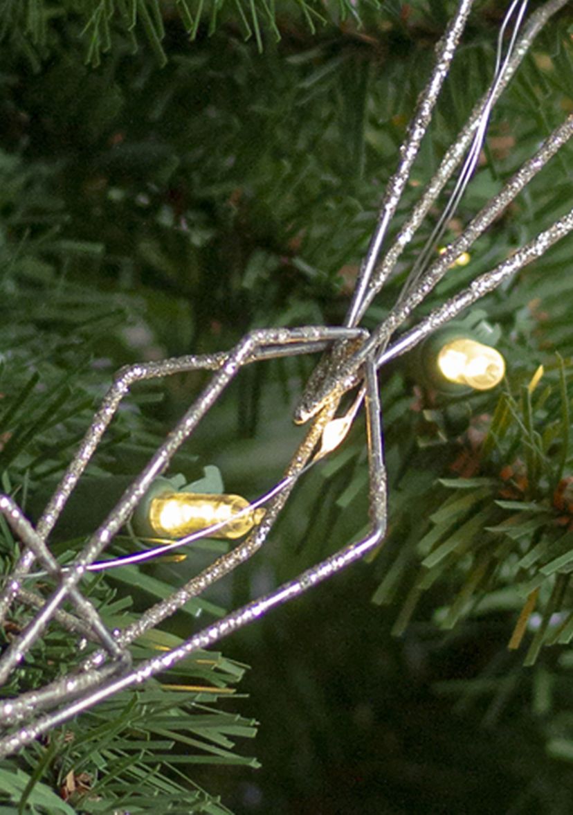 5.75Inch LED Lighted B/O Gold Wire Diamond Christmas Garland - Warm White Lights