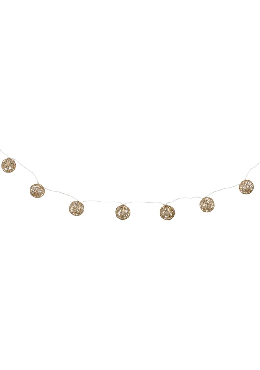 6.75ft LED Lighted B/O Gold Wire Ball Christmas Lights - Warm White Lights
