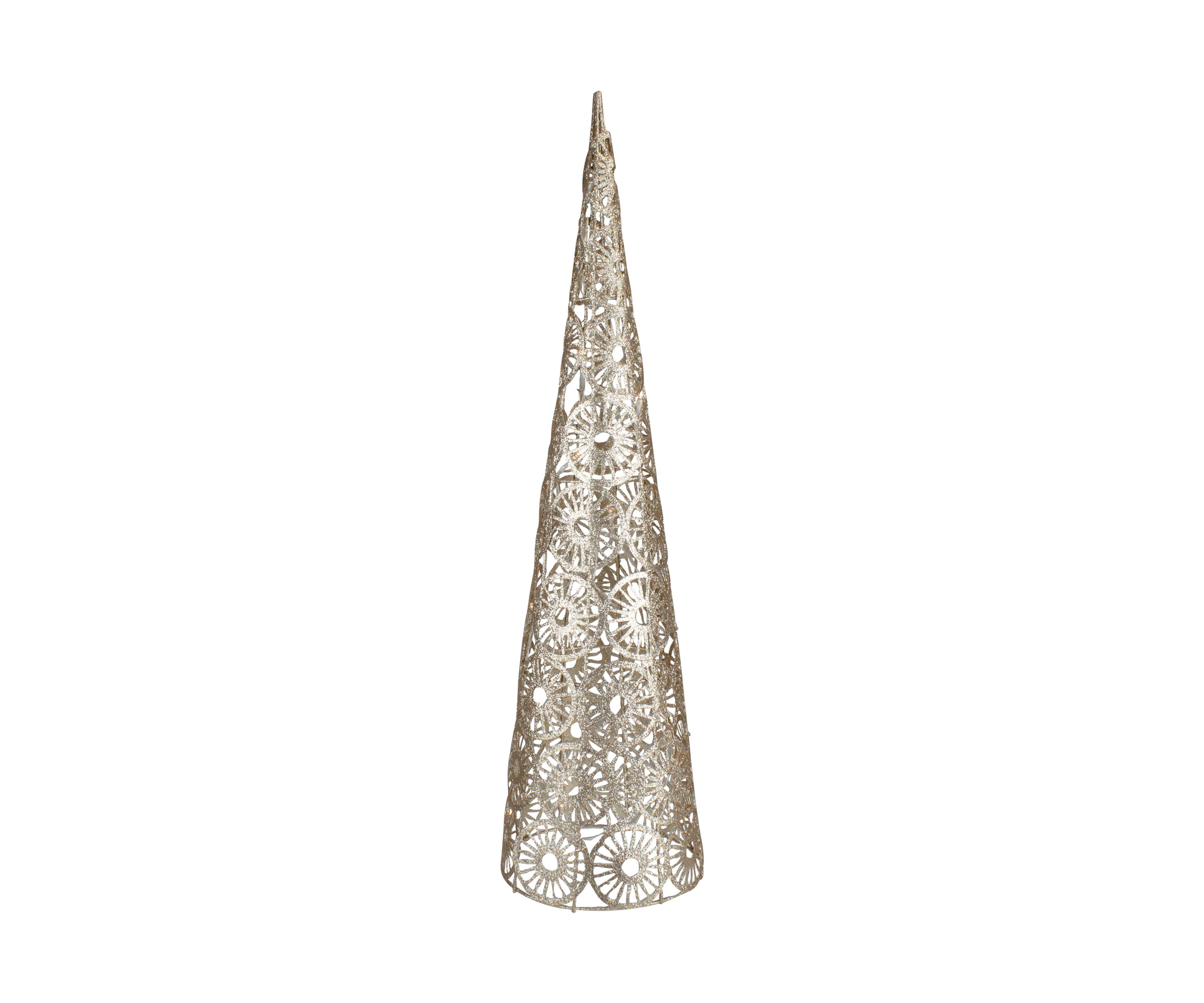23.5Inch LED Lighted B/O Gold Glittered Wire Sunburst Christmas Cone Tree - Warm White Lights