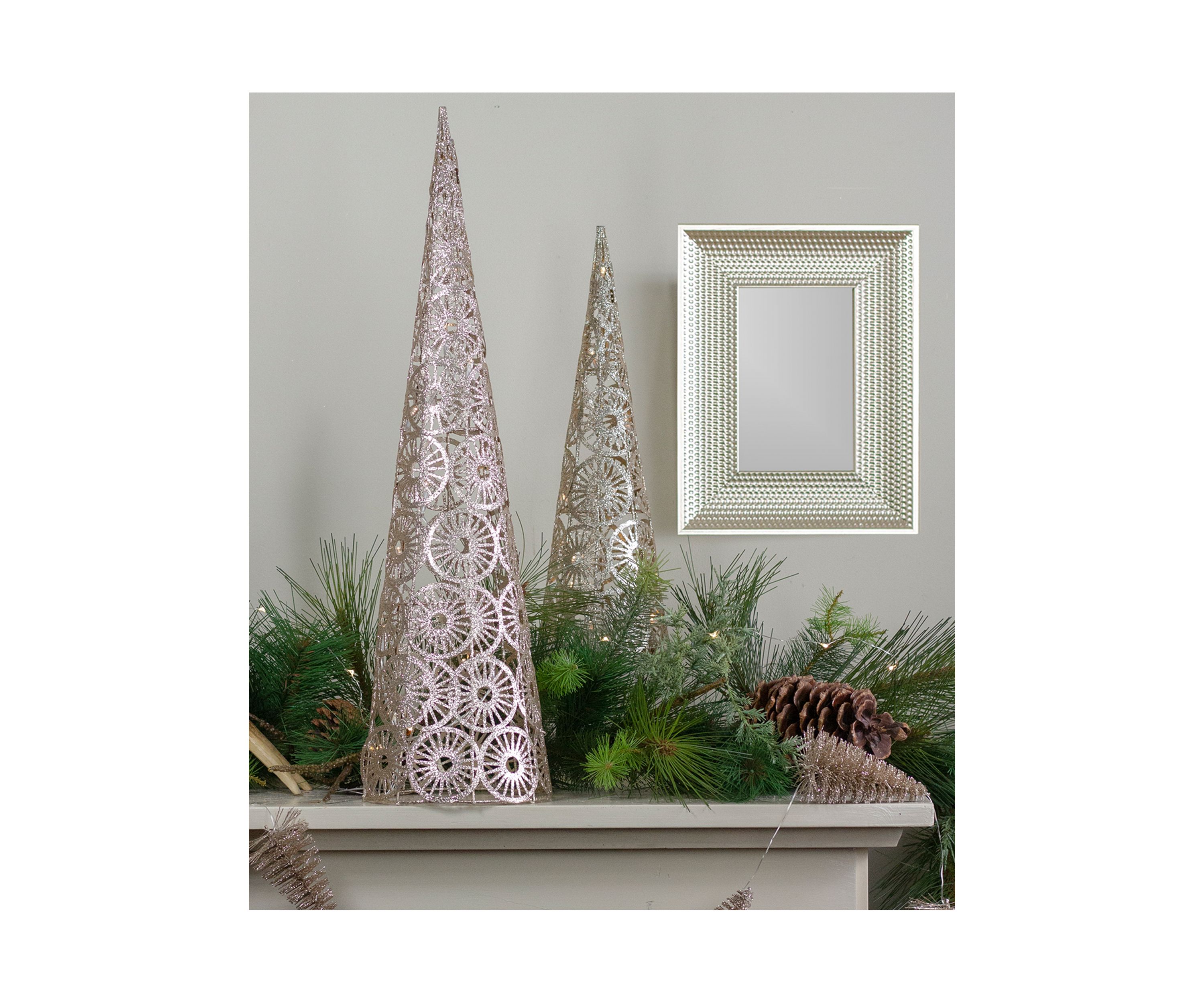 23.5Inch LED Lighted B/O Gold Glittered Wire Sunburst Christmas Cone Tree - Warm White Lights