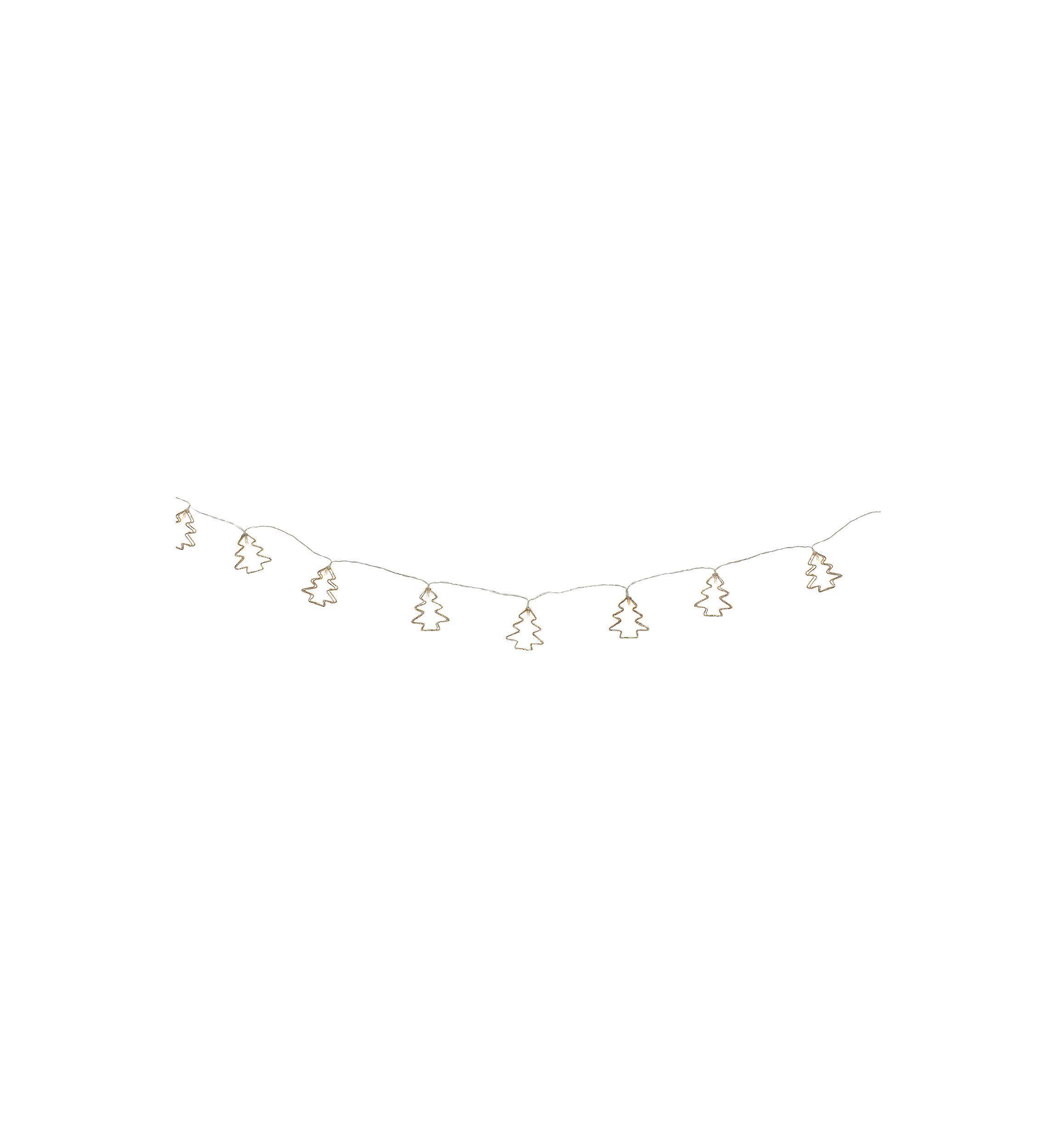 4 LED Lighted B/O Gold Wire Mini Tree Christmas Garland - Warm White Lights