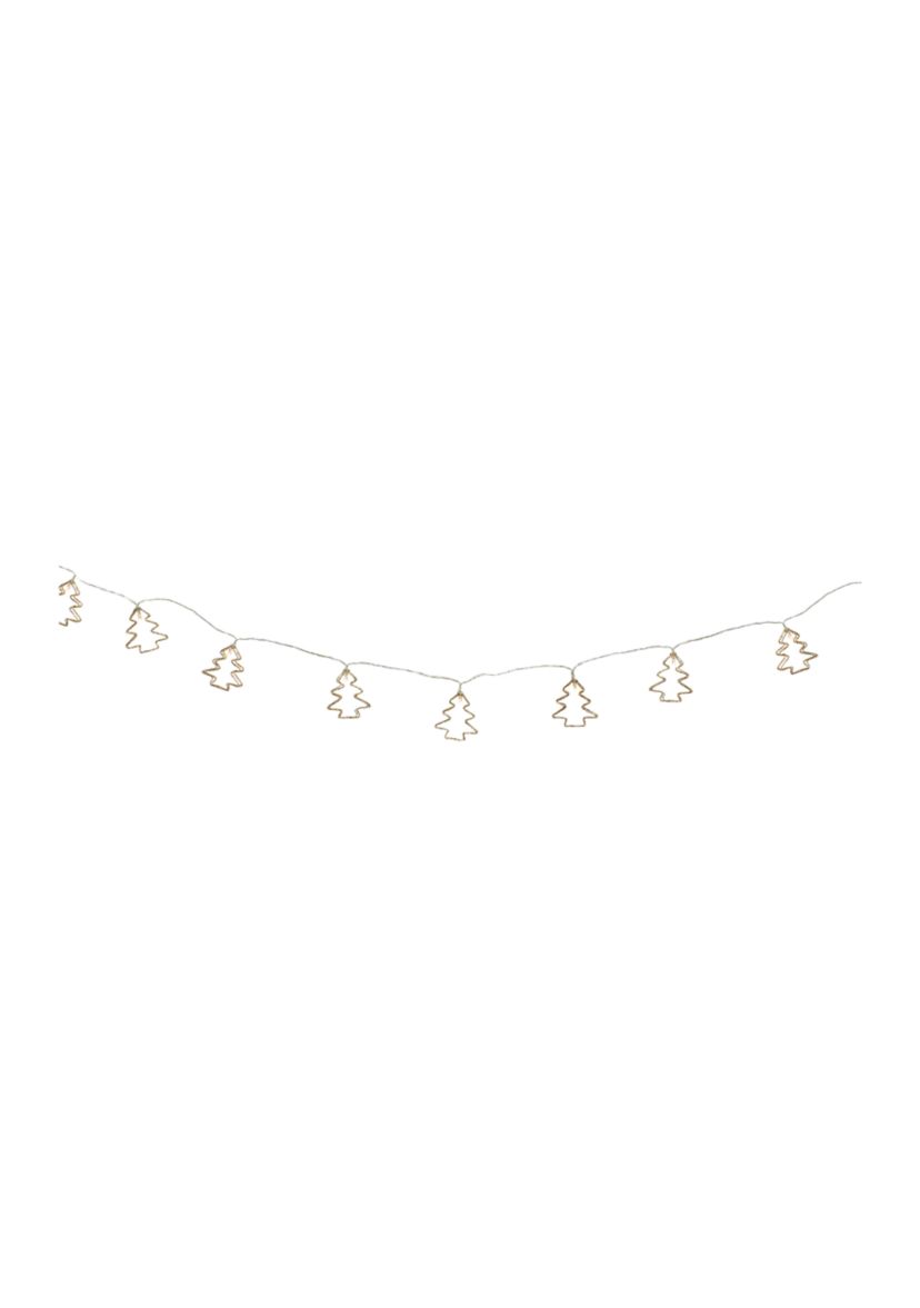 4 LED Lighted B/O Gold Wire Mini Tree Christmas Garland - Warm White Lights