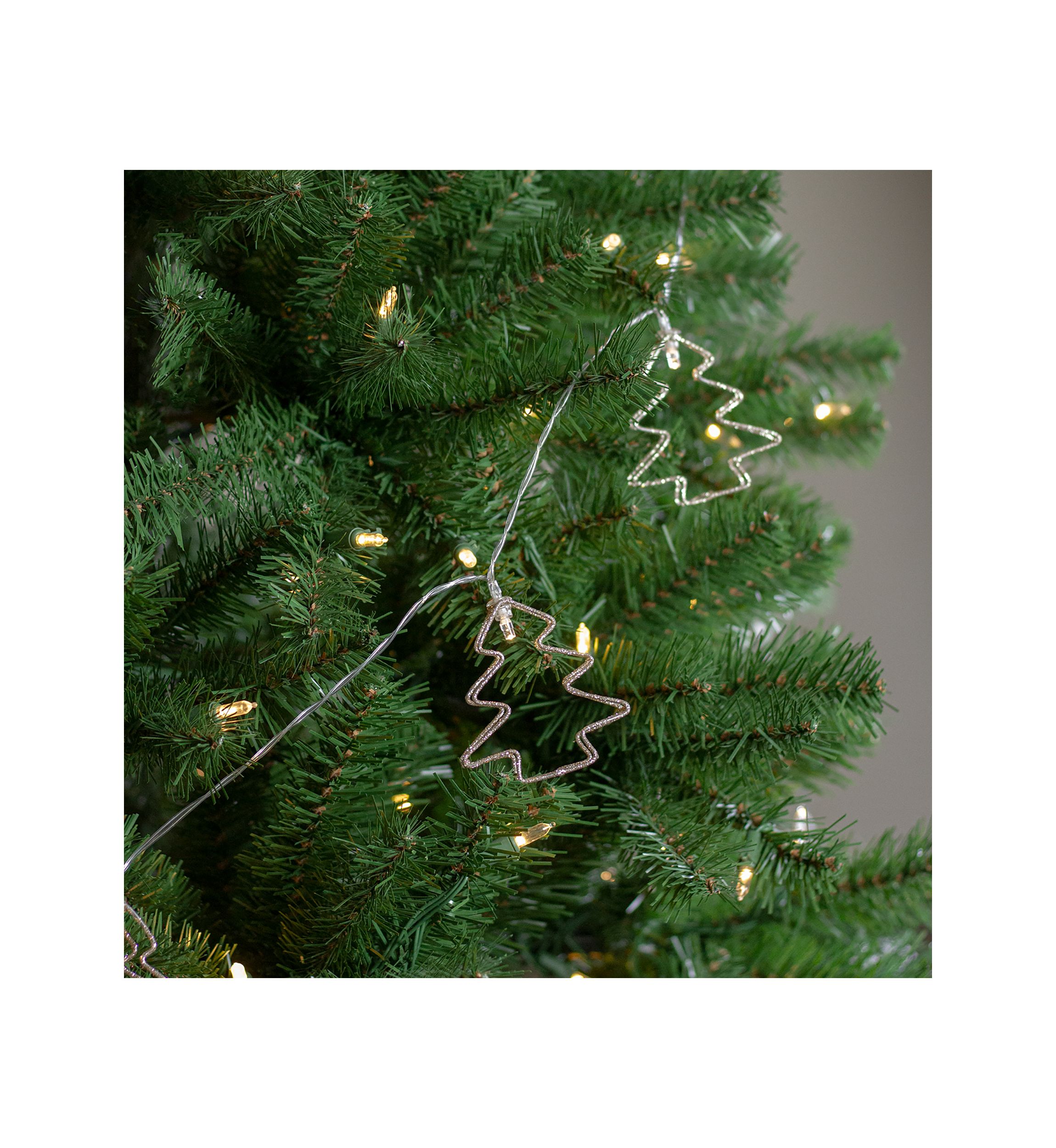 4 LED Lighted B/O Gold Wire Mini Tree Christmas Garland - Warm White Lights