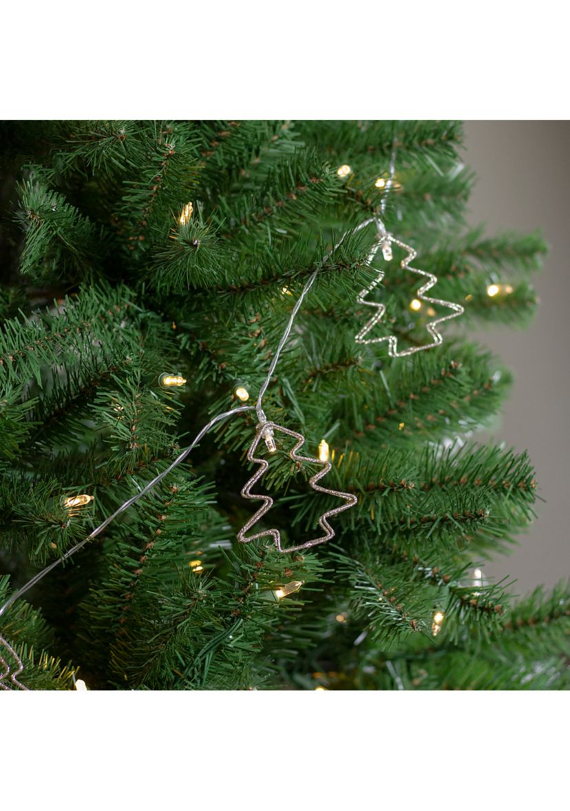 4 LED Lighted B/O Gold Wire Mini Tree Christmas Garland - Warm White Lights