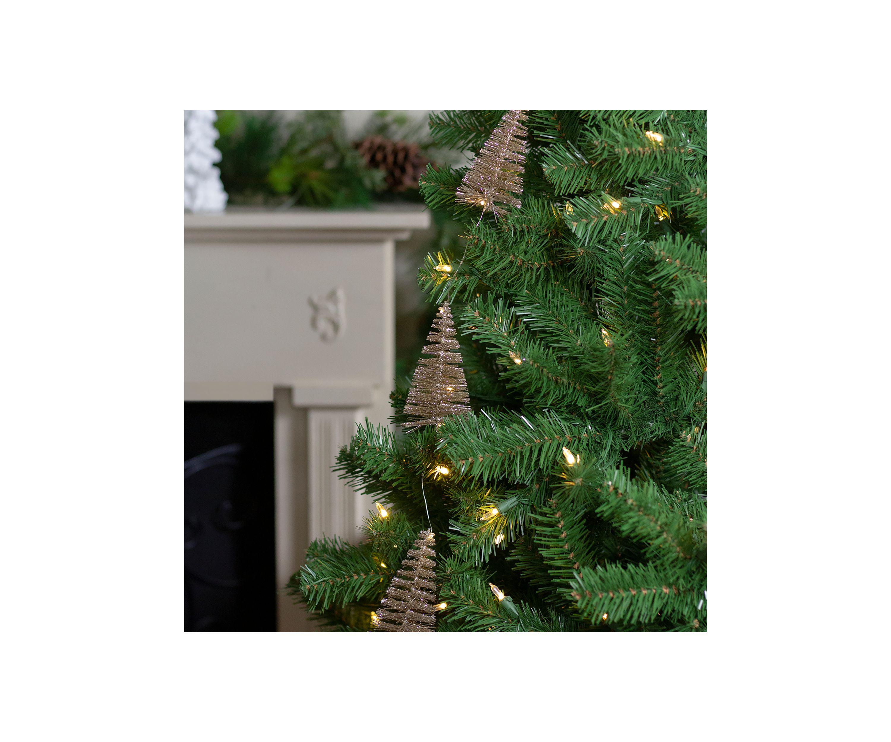 6.75 LED Lighted B/O Gold Mini Sisal Tree Christmas Garland - Warm White Lights