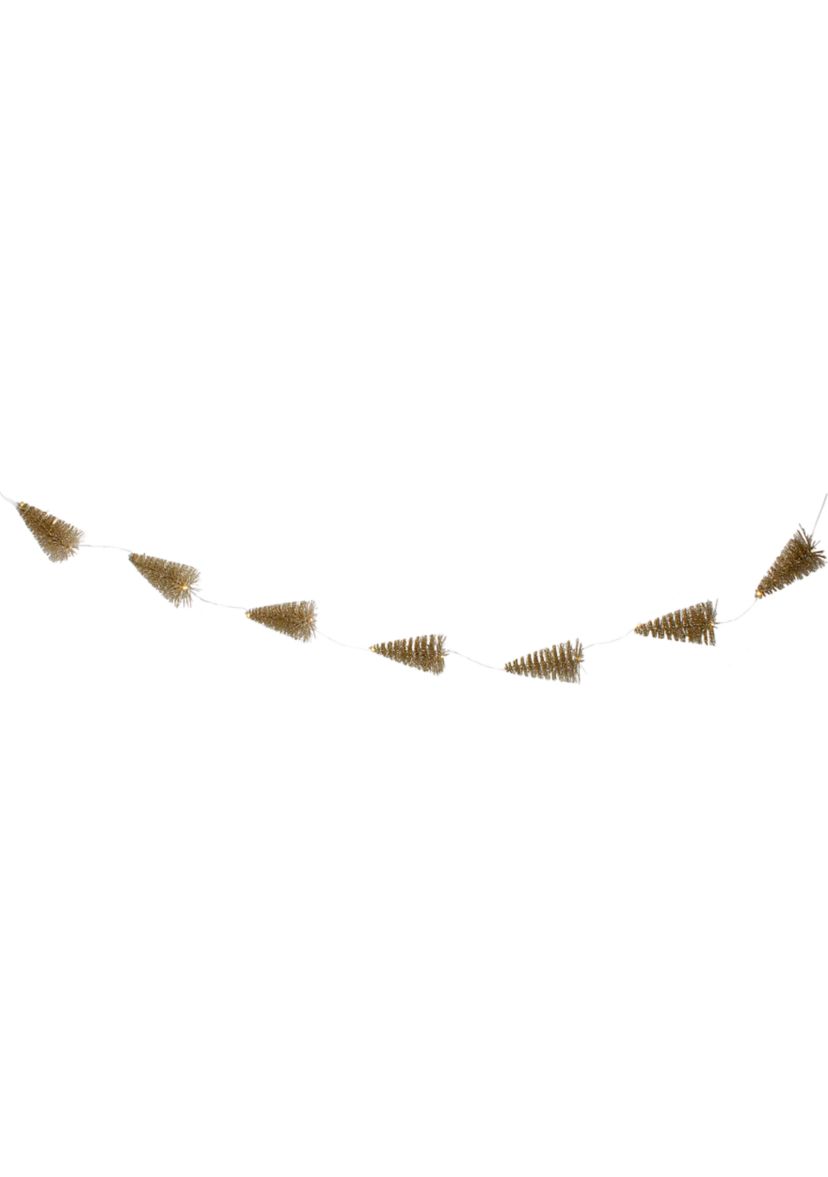6.75 LED Lighted B/O Gold Mini Sisal Tree Christmas Garland - Warm White Lights