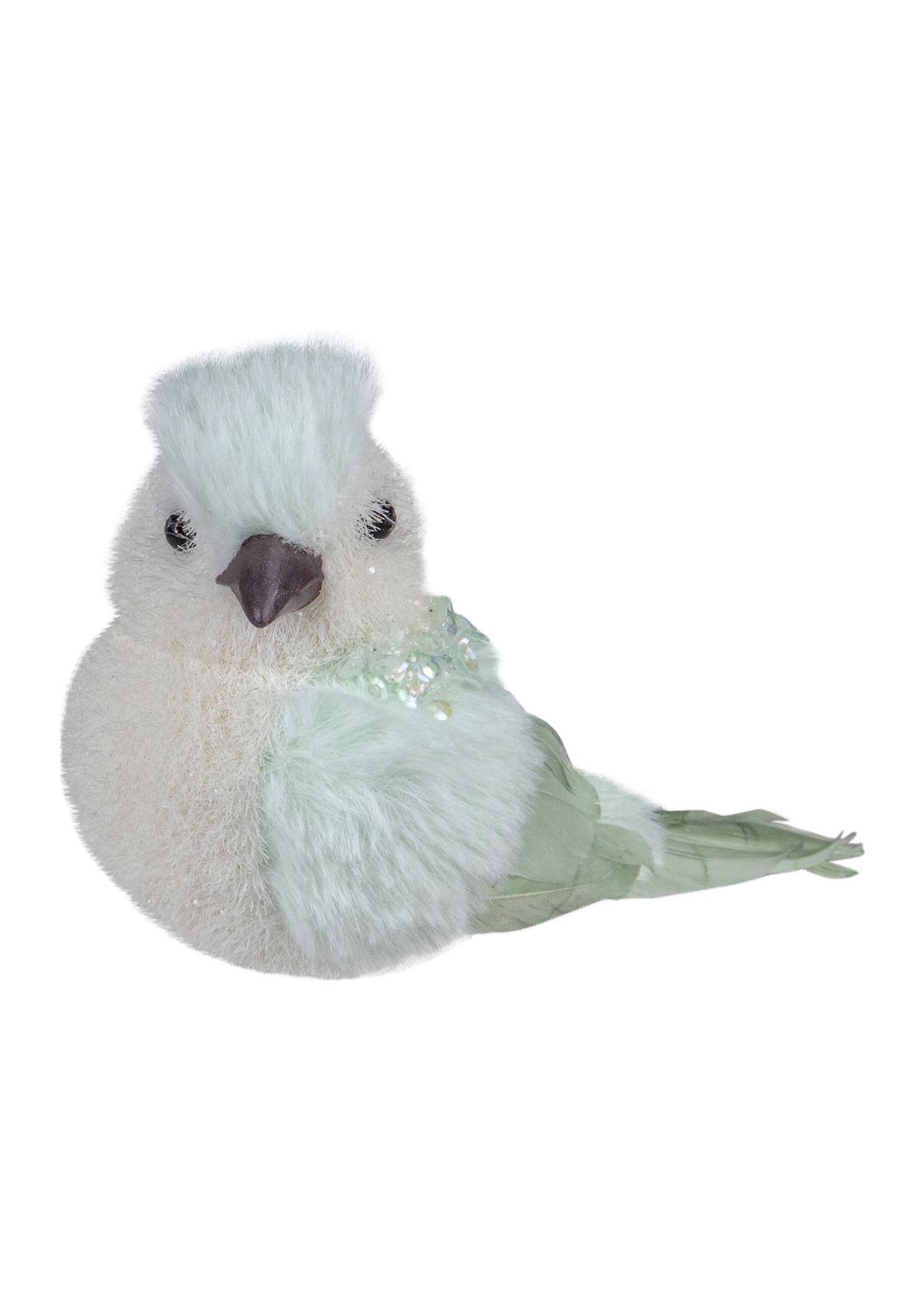 3.5Inch Light Green Table Top Christmas Bird with Sequins