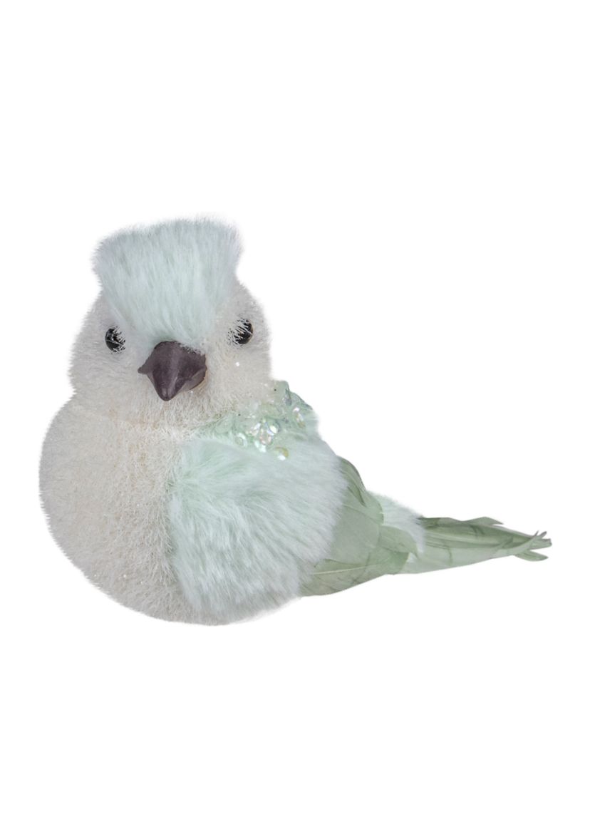 3.5Inch Light Green Table Top Christmas Bird with Sequins