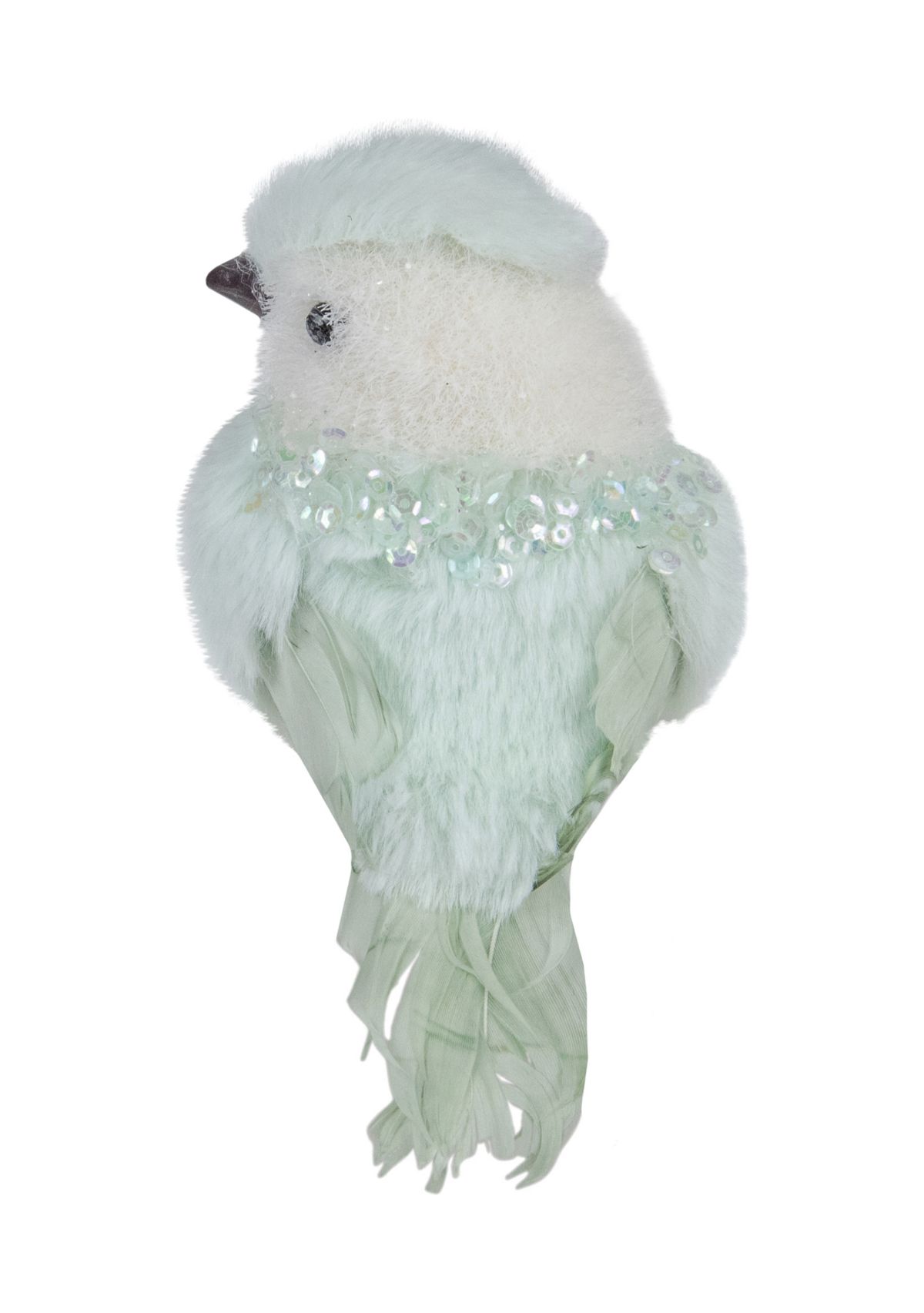 3.5Inch Light Green Table Top Christmas Bird with Sequins