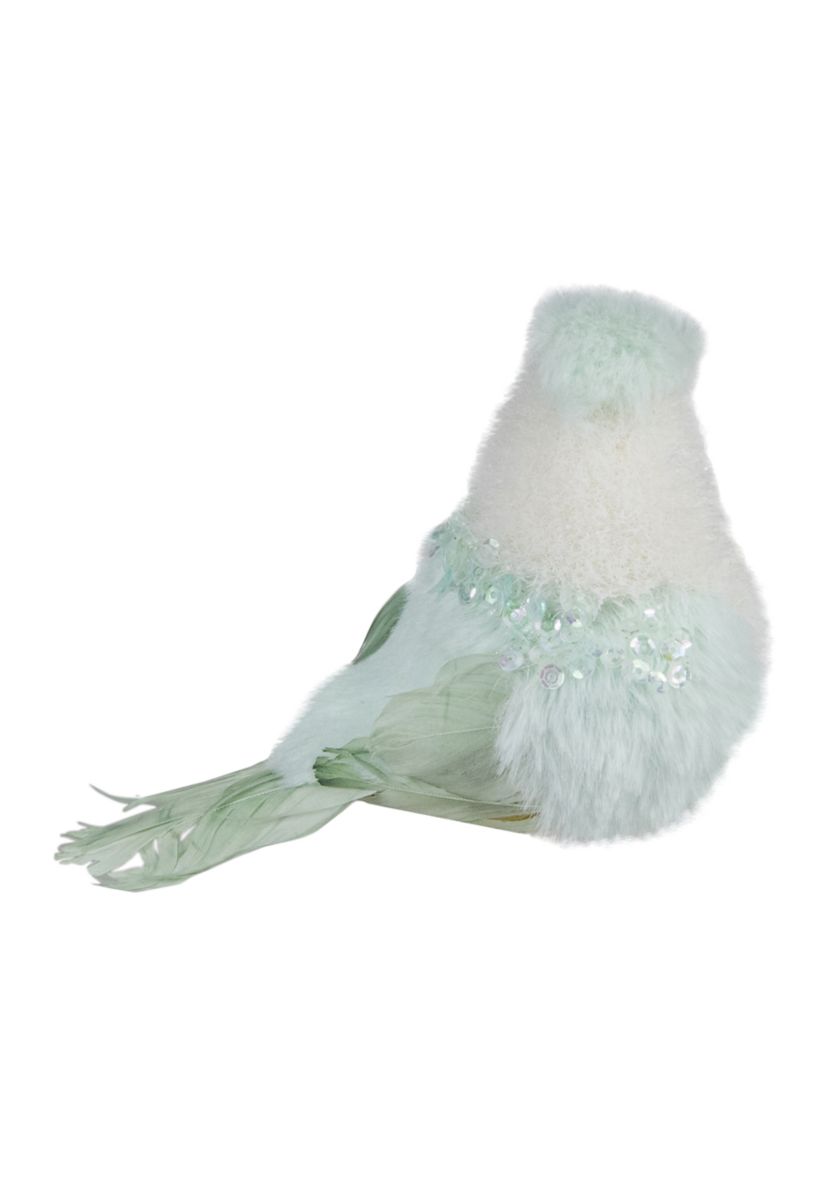 3.5Inch Light Green Table Top Christmas Bird with Sequins