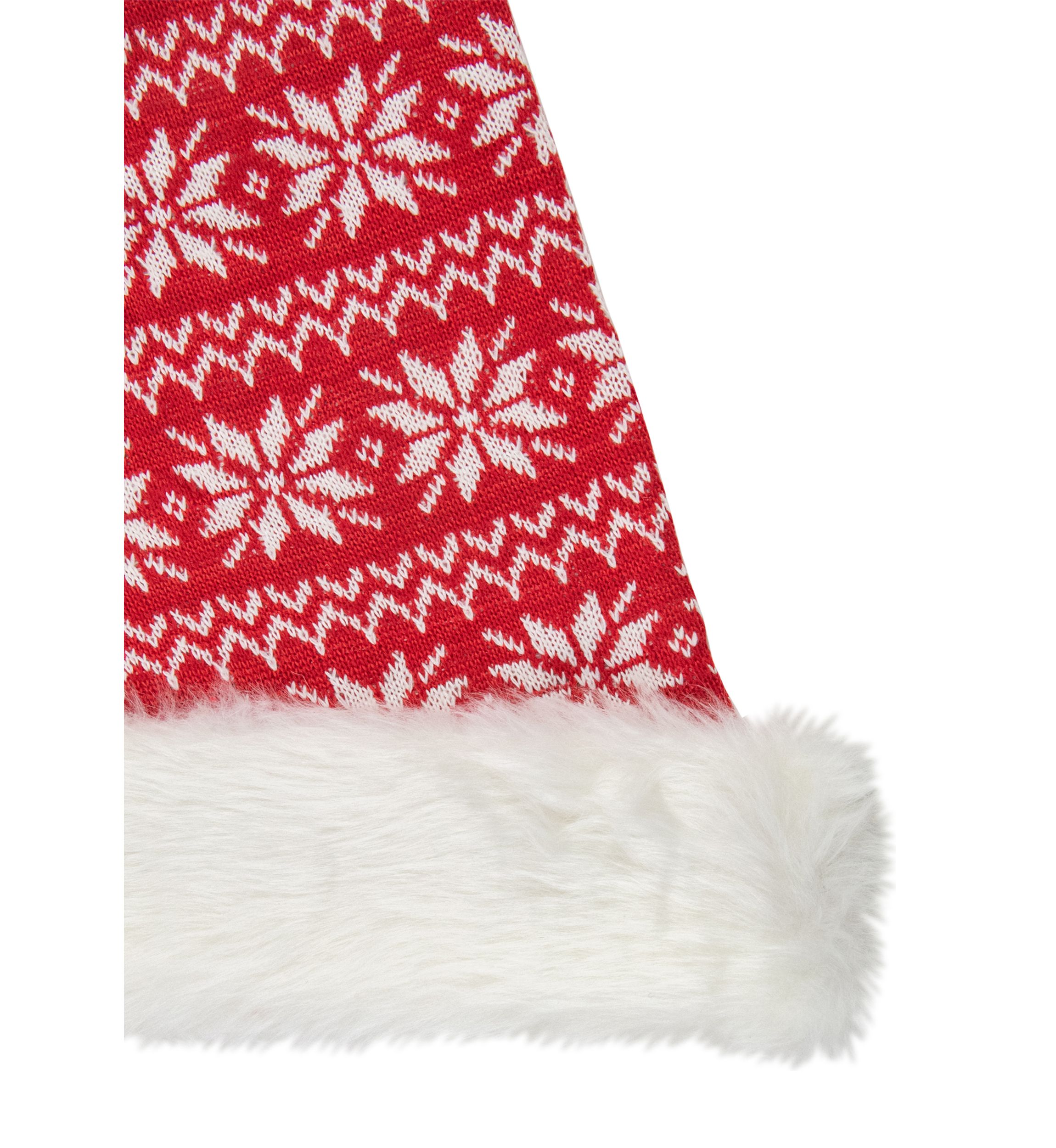 17Inch Red and White Nordic Snowflake and Striped Santa Hat With Pom Pom
