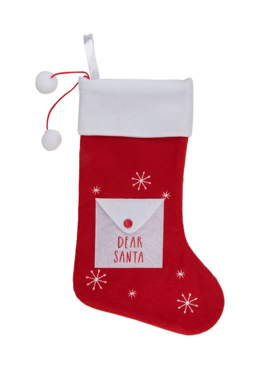 19Inch Red and White InchDear SantaInch Envelope Christmas Stocking