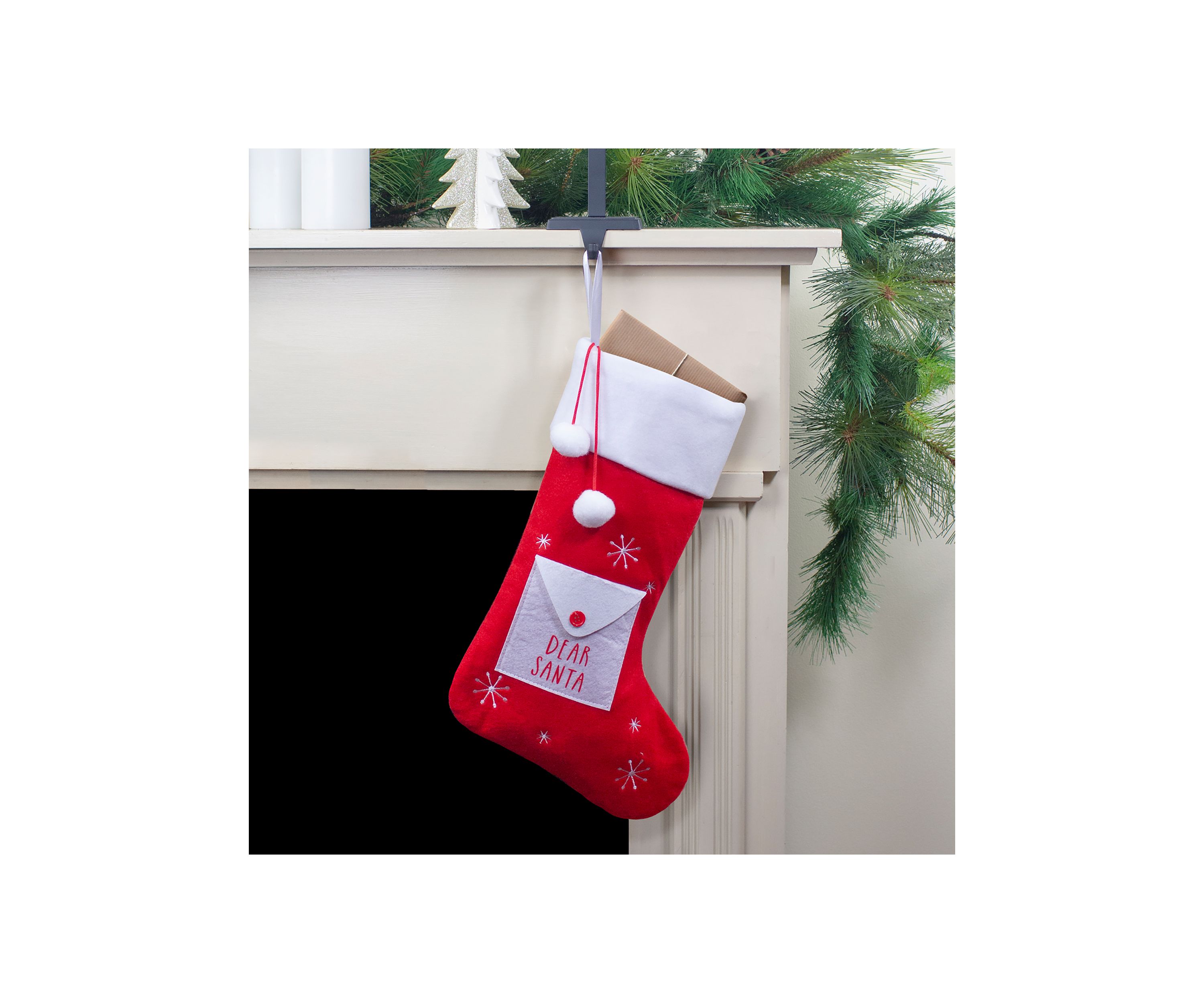 19Inch Red and White InchDear SantaInch Envelope Christmas Stocking