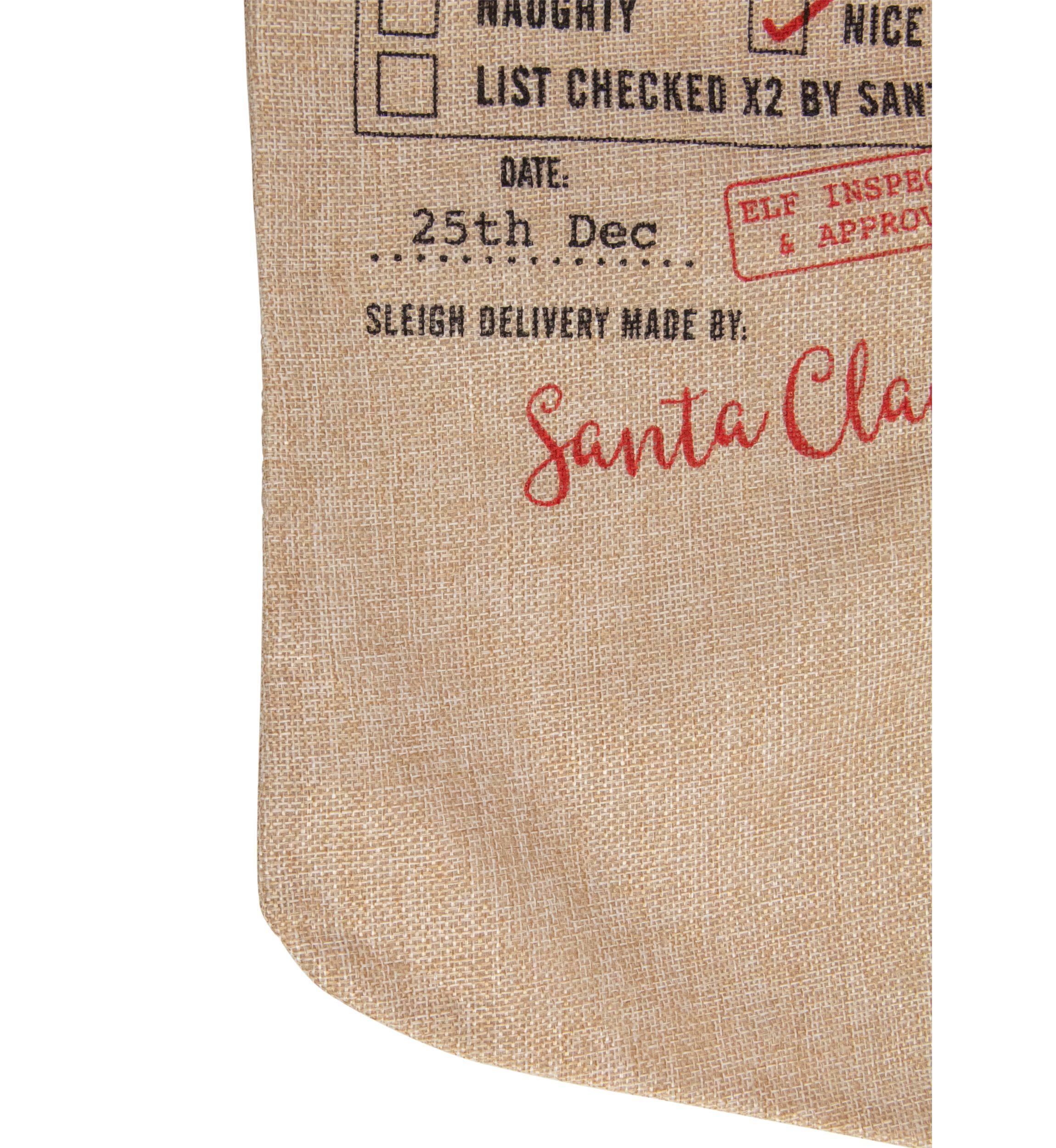 19Inch Beige and Red InchChristmas DeliveryInch Stocking With Hanging Tag