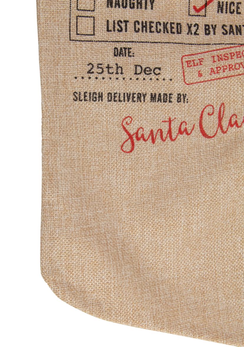 19Inch Beige and Red InchChristmas DeliveryInch Stocking With Hanging Tag