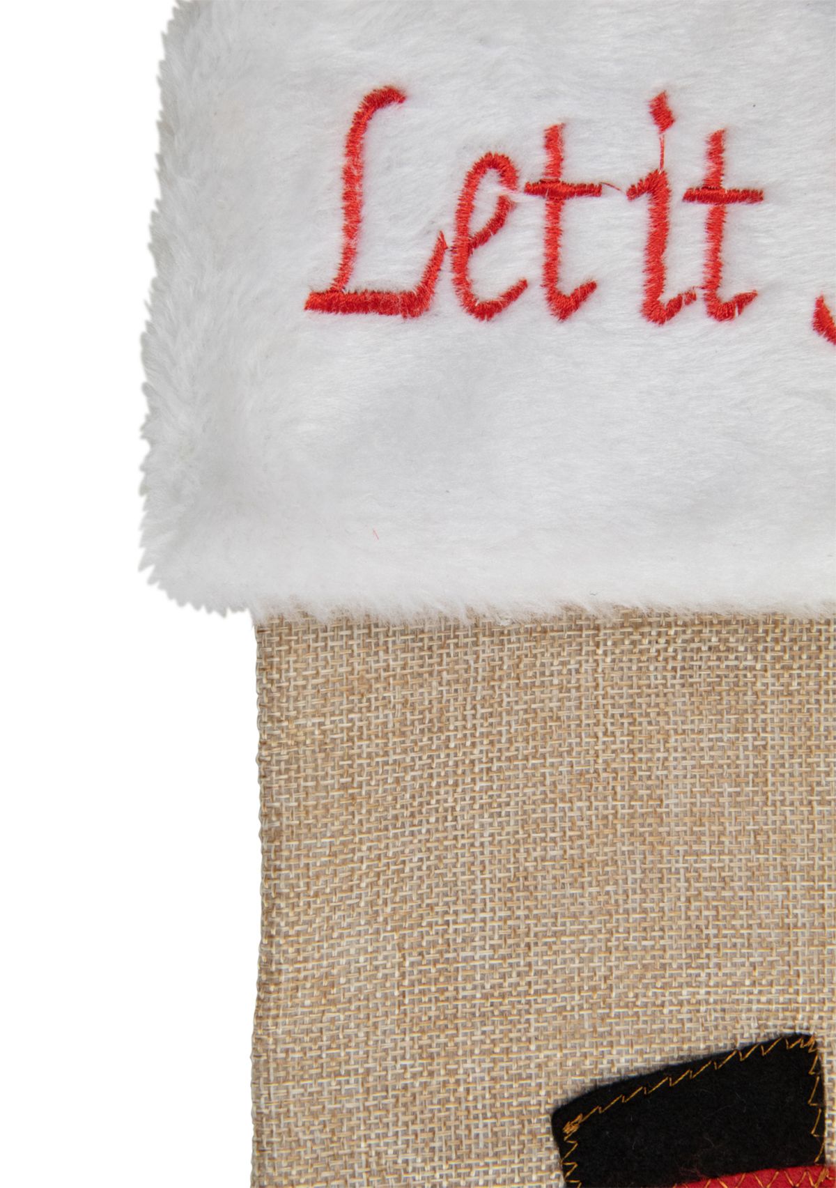 19Inch Beige and Red Burlap InchLet It SnowInch Snowman Christmas Stocking
