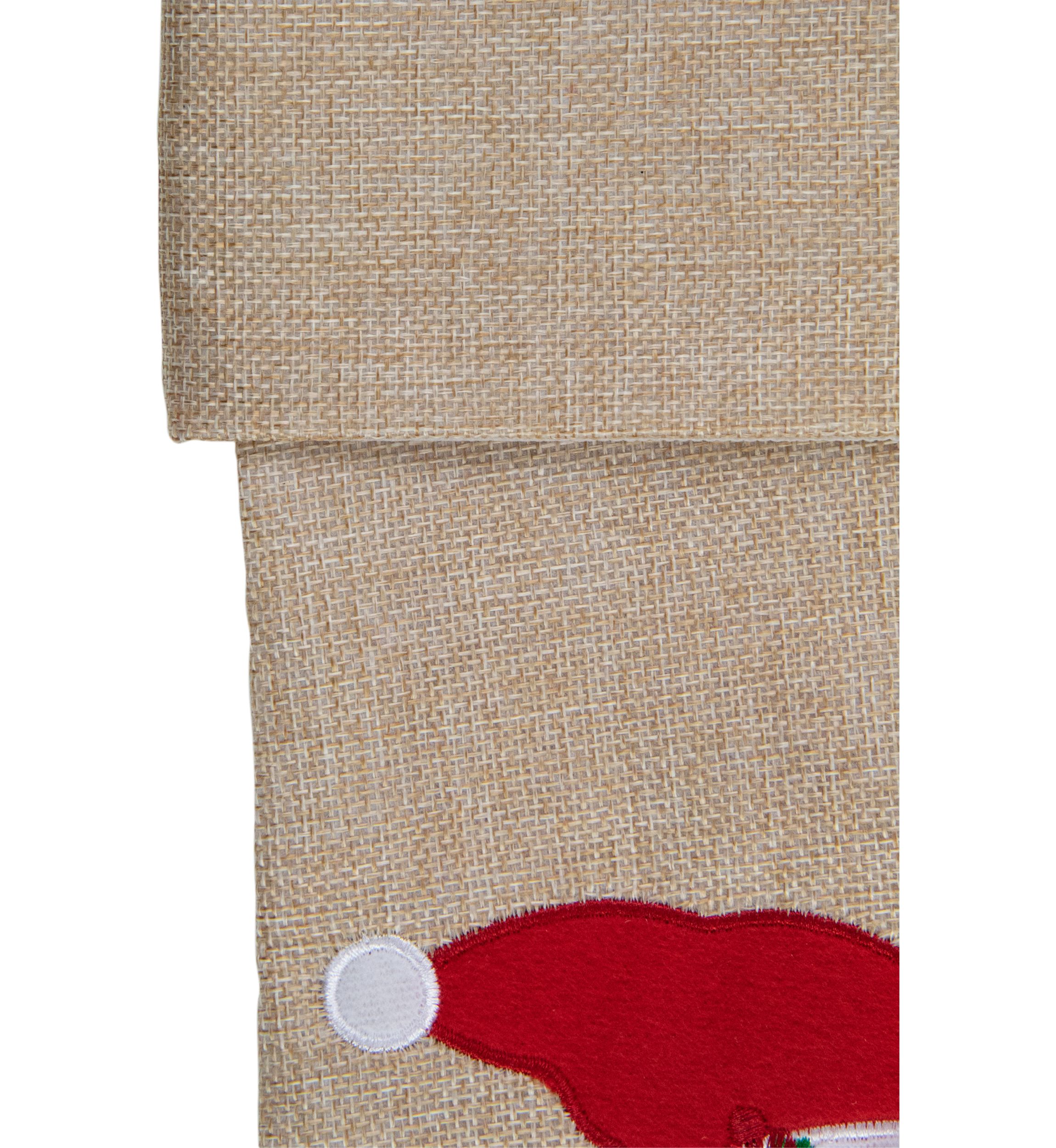19Inch Burlap Skiing Santa With Poles and Snowflakes Christmas Stocking