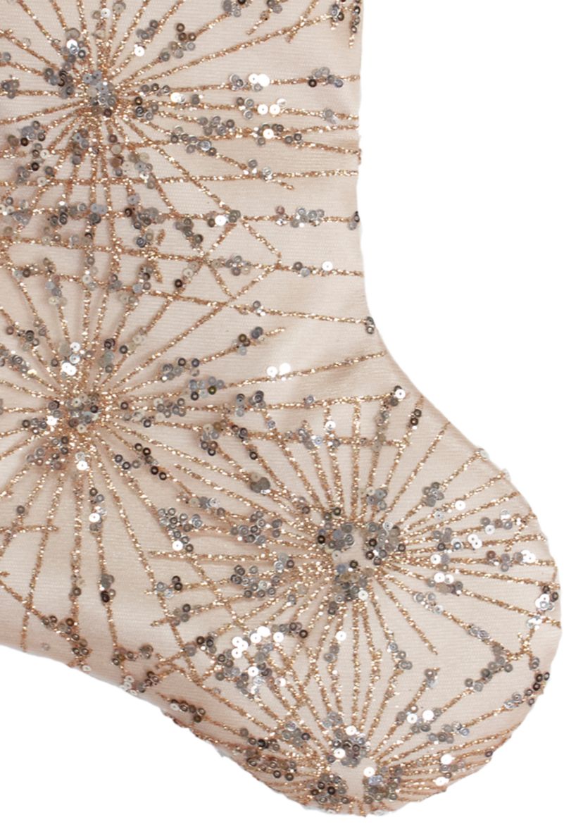 20.5-Inch Gold Glitter and Sequin Satin Cuff Christmas Stocking