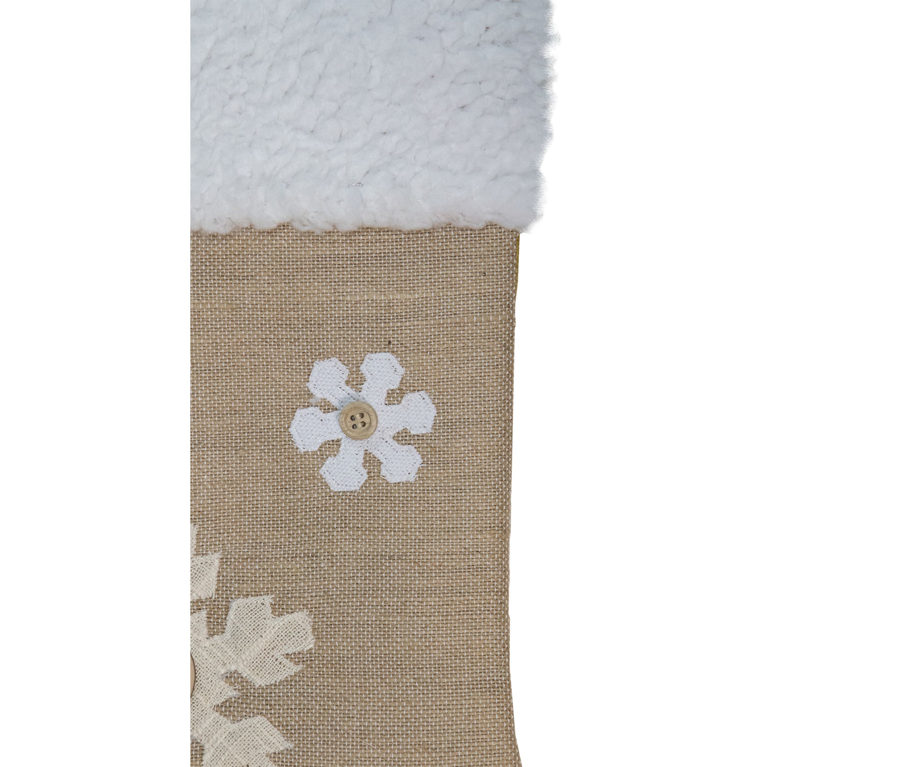 20.5Inch Beige and Ivory Snowflake Embroidered Christmas Stocking