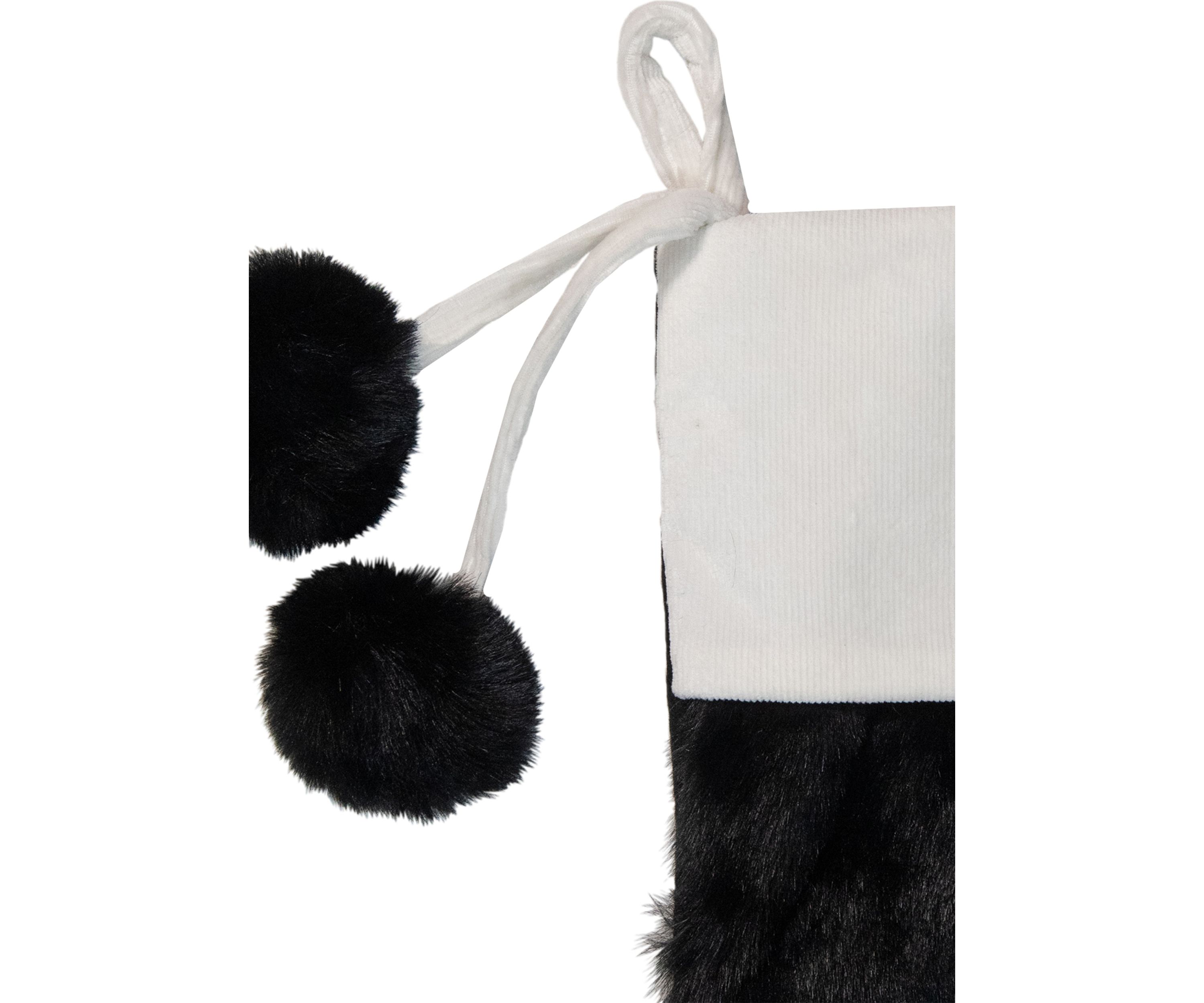 20.5-Inch Black and White Christmas Stocking with Corduroy Cuff
