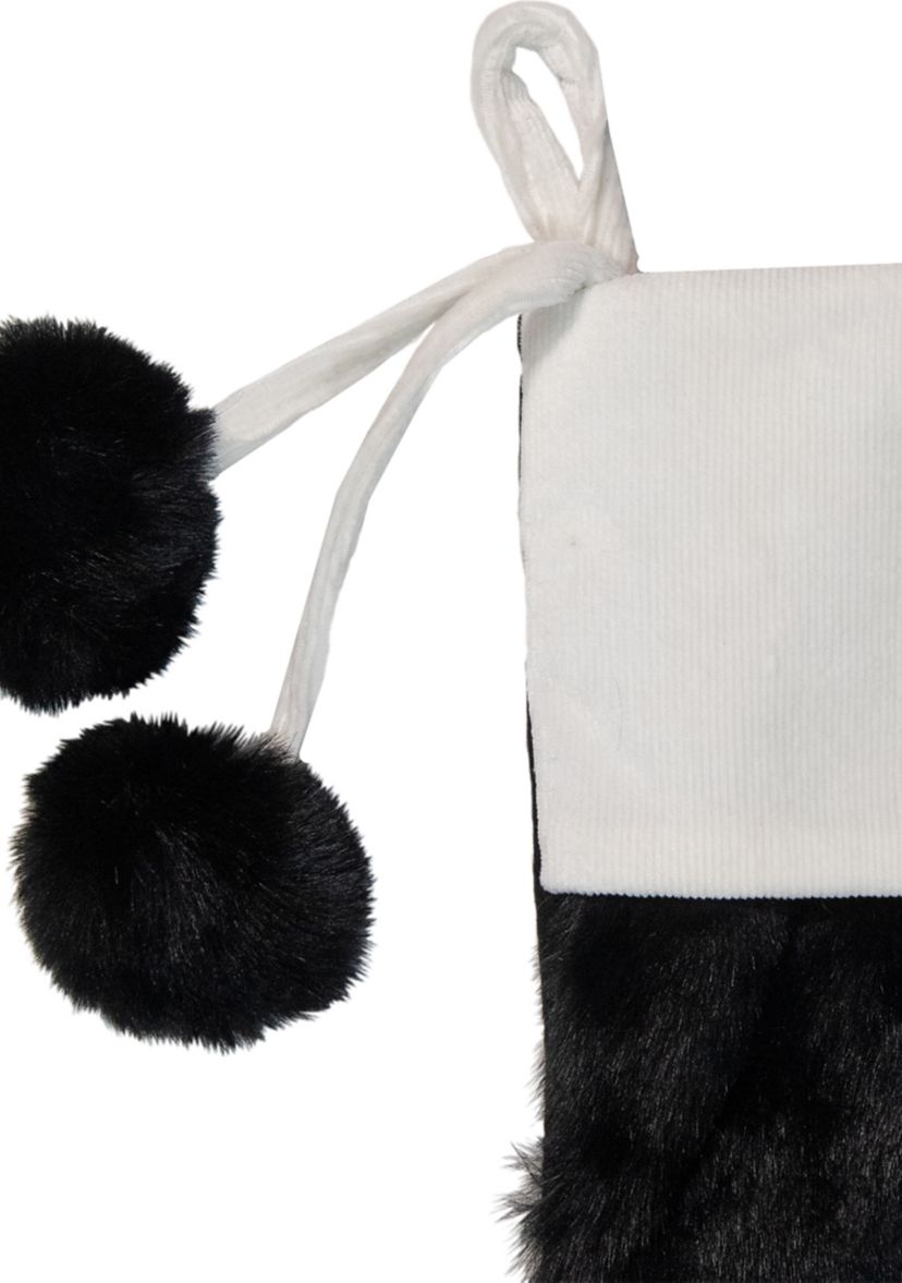 20.5-Inch Black and White Christmas Stocking with Corduroy Cuff