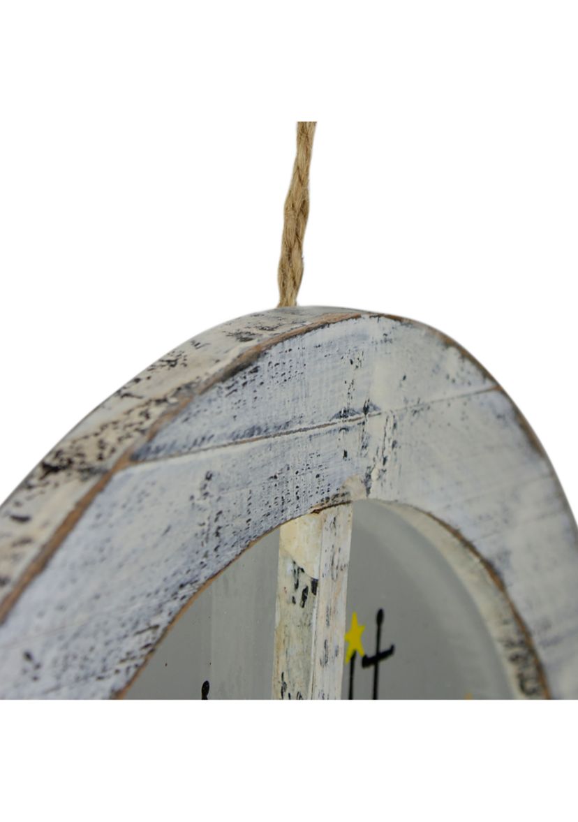 White Rustic InchLet It SnowInch Snowman Glass Window Scene Christmas Wall Decor