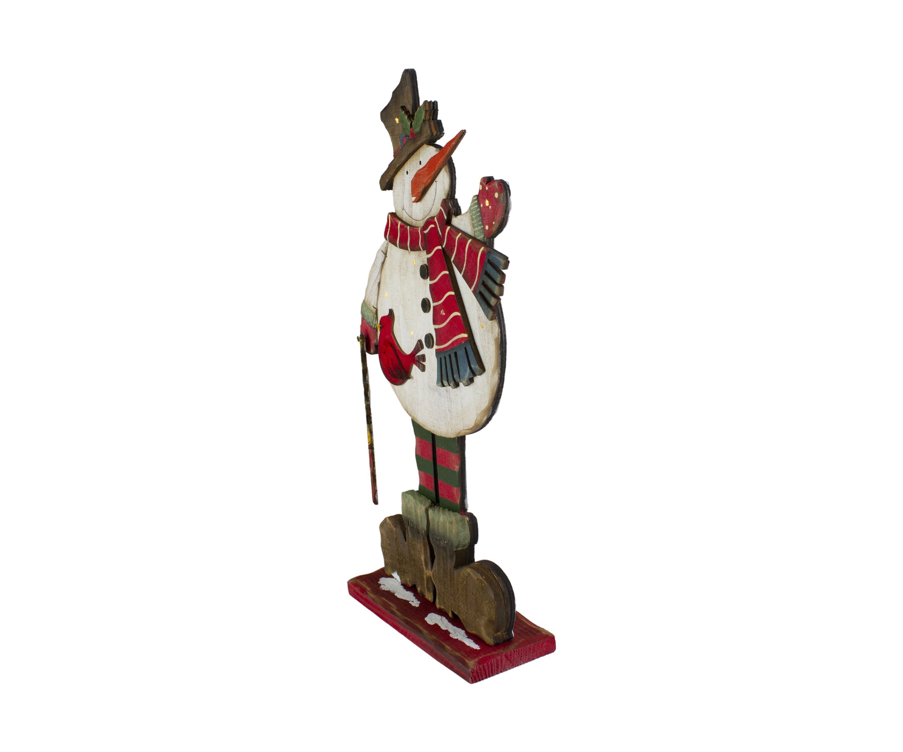 17.5in Lighted Waving Happy Holidays Snowman Christmas Tabletop Decoration
