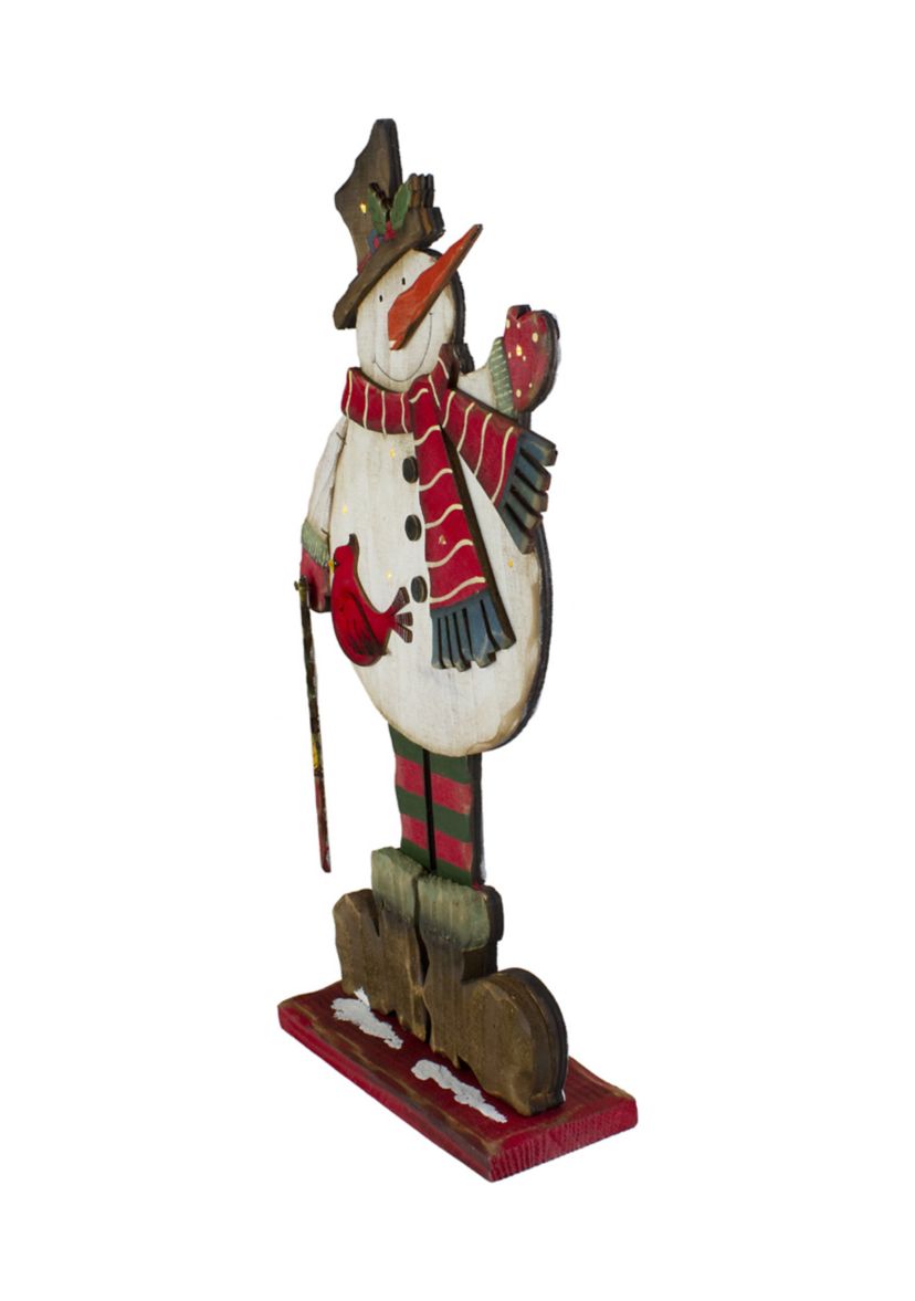 17.5in Lighted Waving Happy Holidays Snowman Christmas Tabletop Decoration