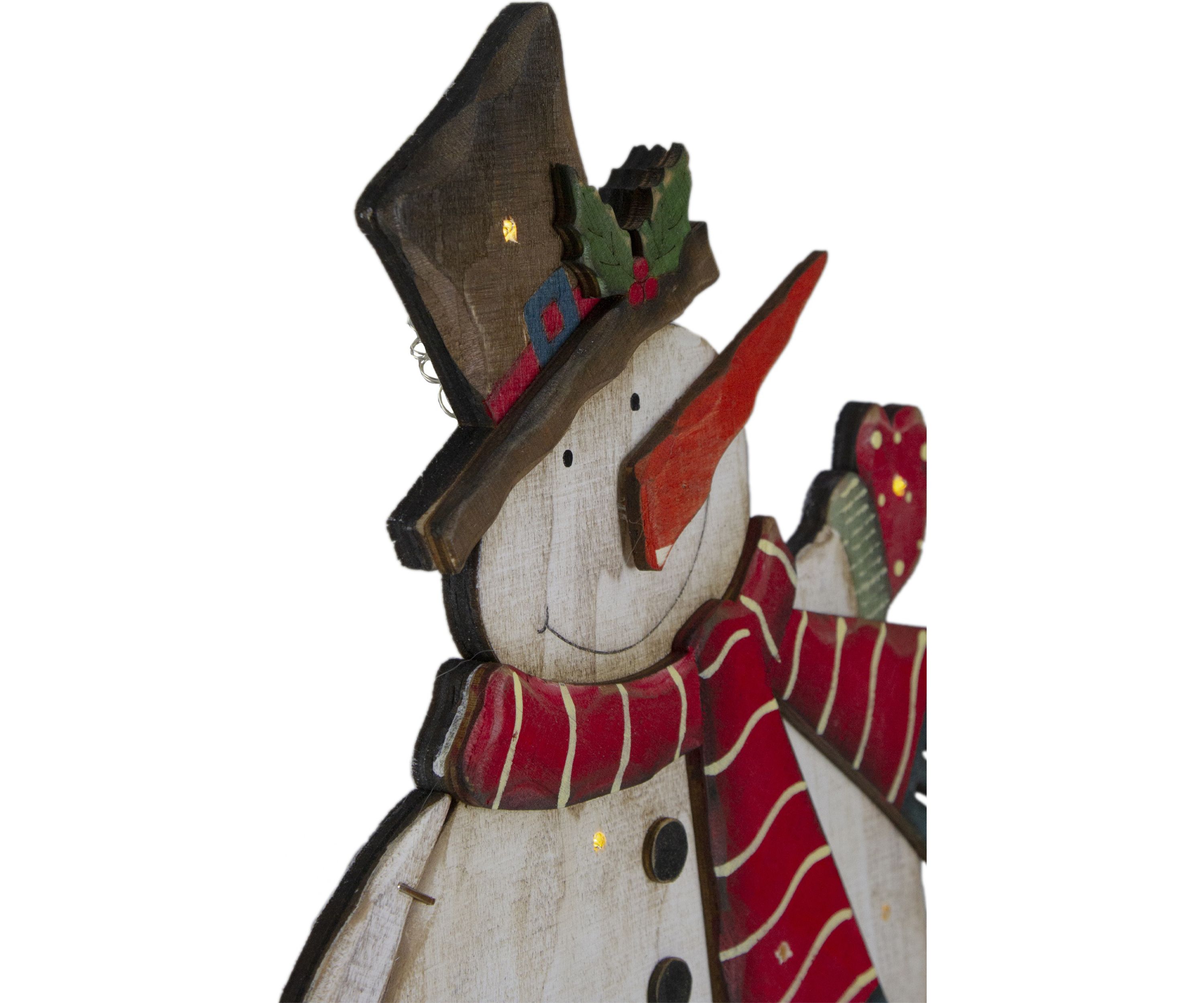 17.5in Lighted Waving Happy Holidays Snowman Christmas Tabletop Decoration