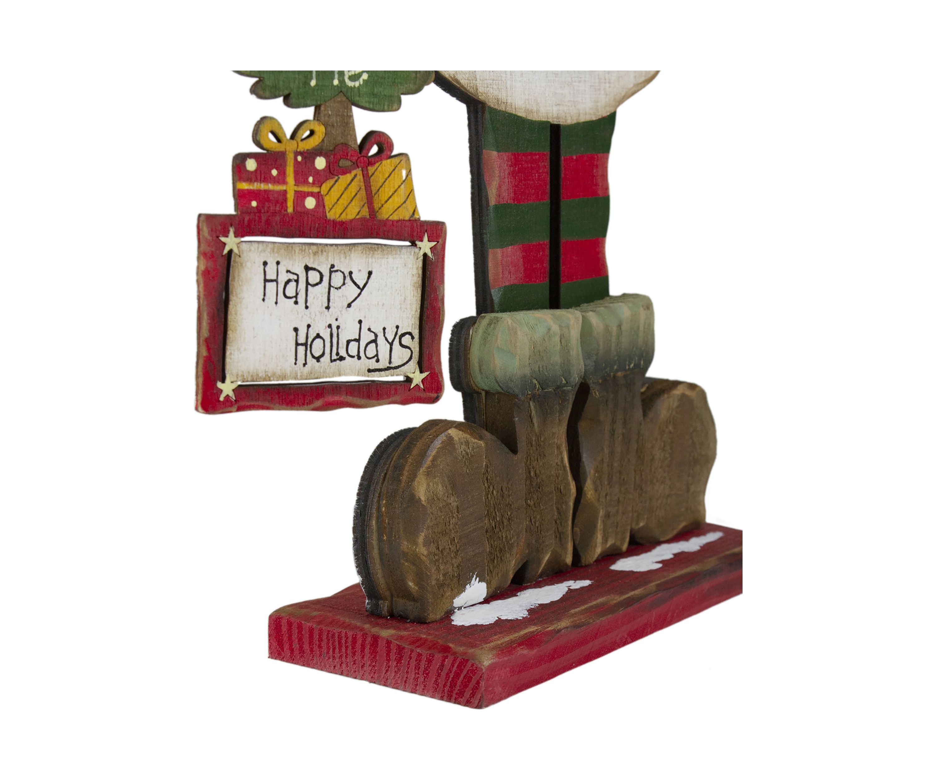 17.5in Lighted Waving Happy Holidays Snowman Christmas Tabletop Decoration