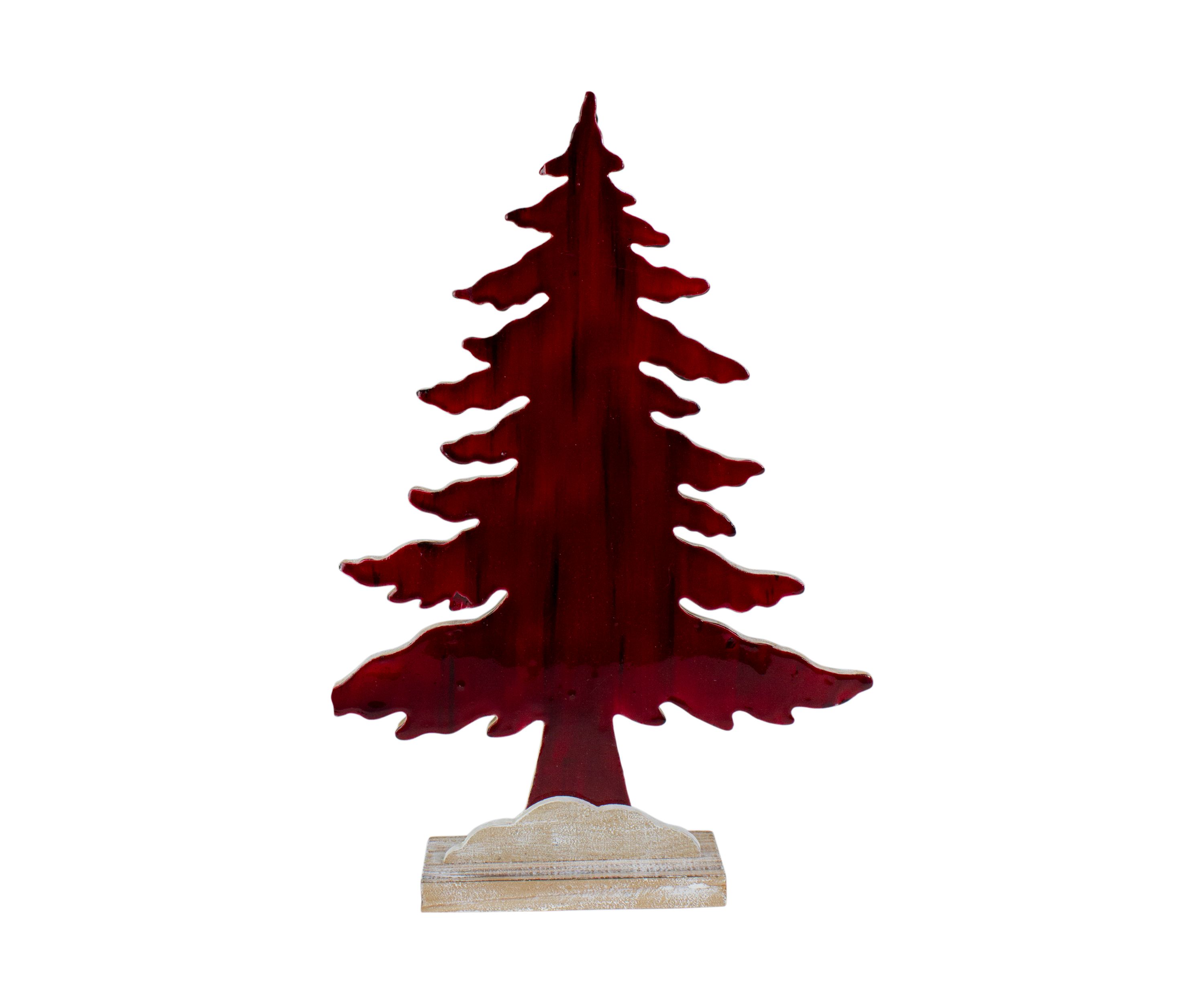 14Inch Red and Black Stained Forest Tree Christmas Tabletop Decor