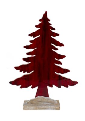 10.5Inch Red and White Stained Forest Tree Christmas Tabletop Decor