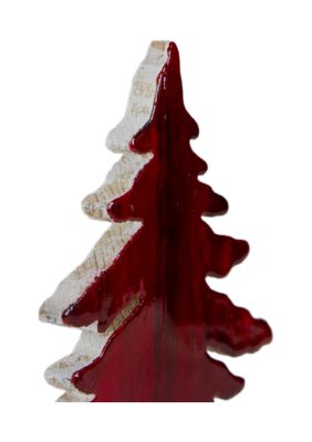 10.5Inch Red and White Stained Forest Tree Christmas Tabletop Decor