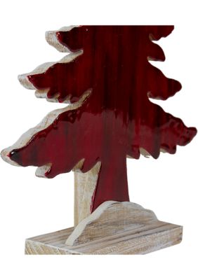 10.5Inch Red and White Stained Forest Tree Christmas Tabletop Decor