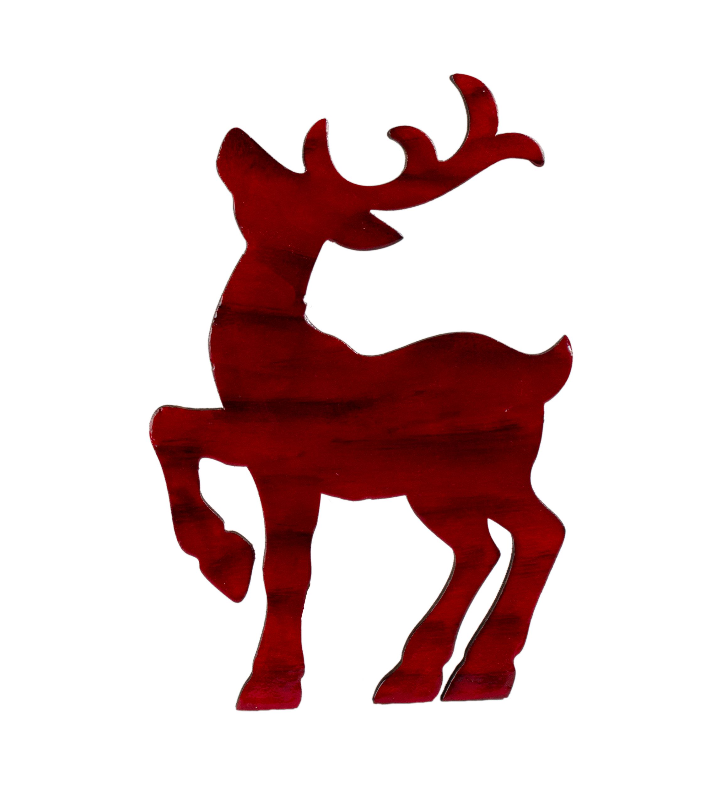 8in Red and Black Stained Standing Reindeer Christmas Tabletop Decor